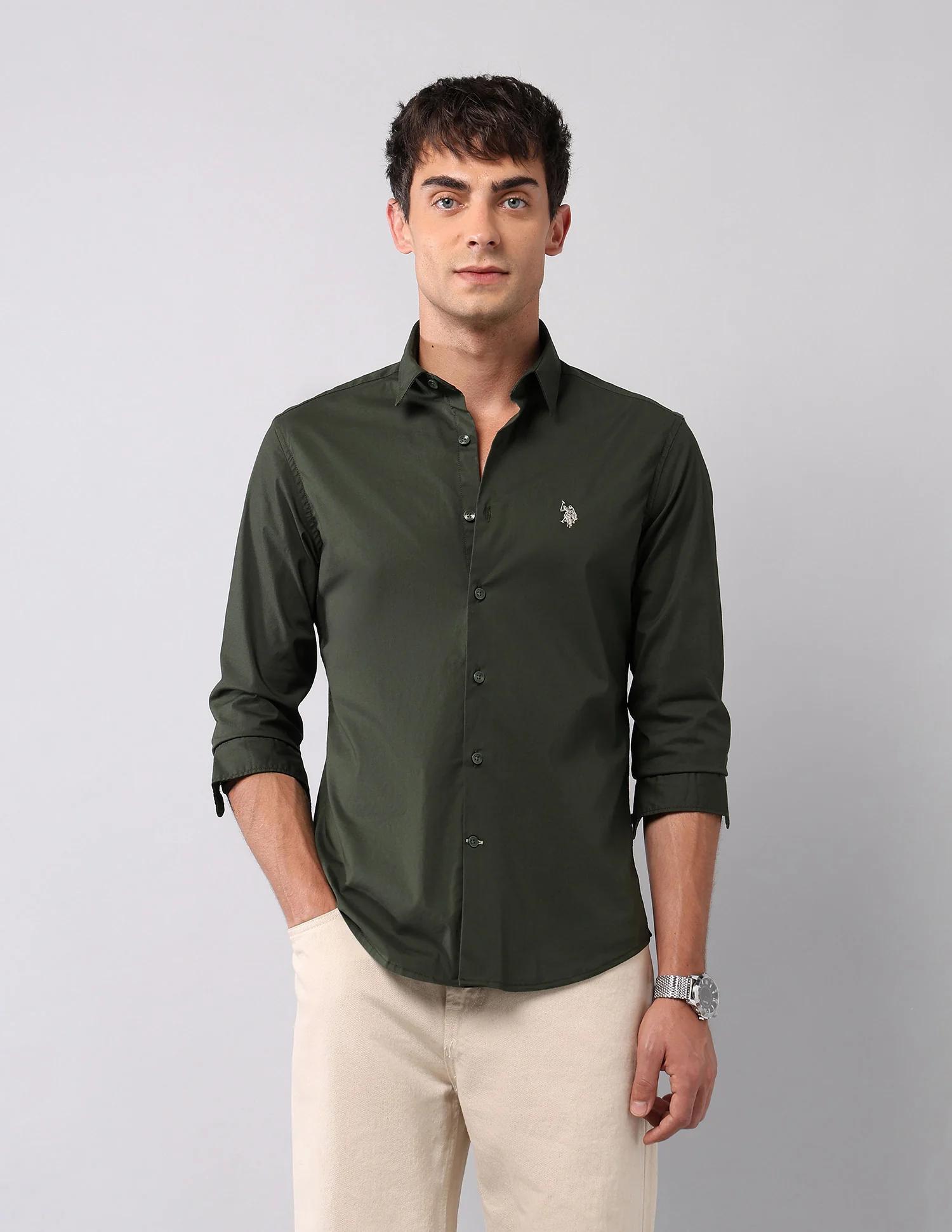 Solid Regular Fit Poplin Shirt