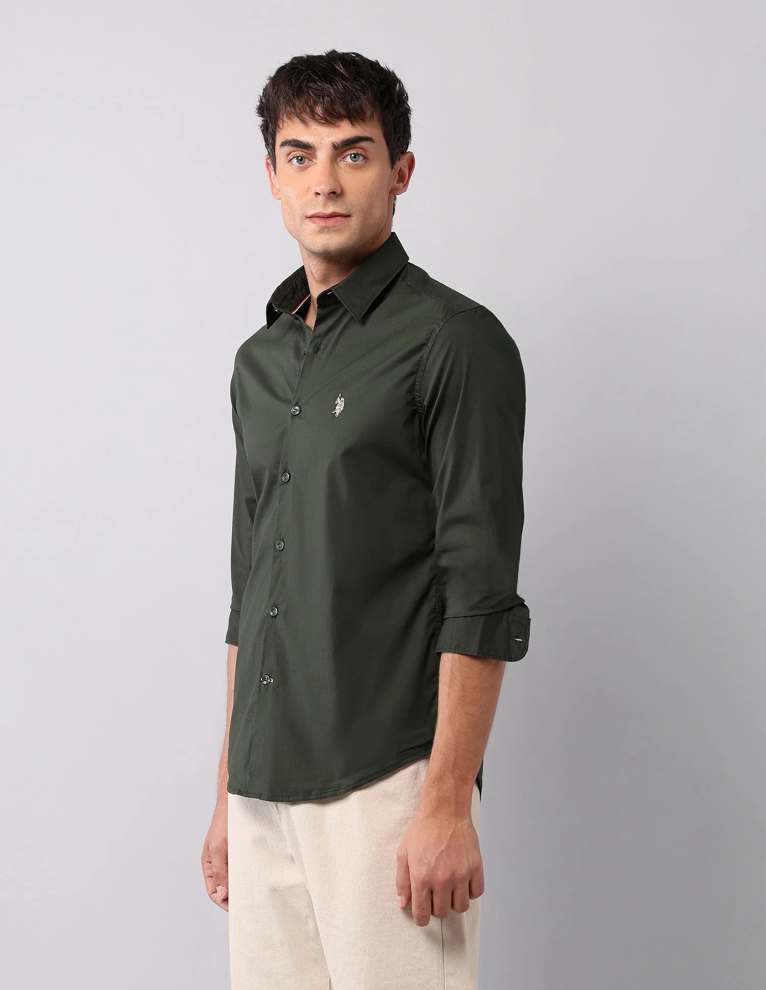 Solid Regular Fit Poplin Shirt - Image 4