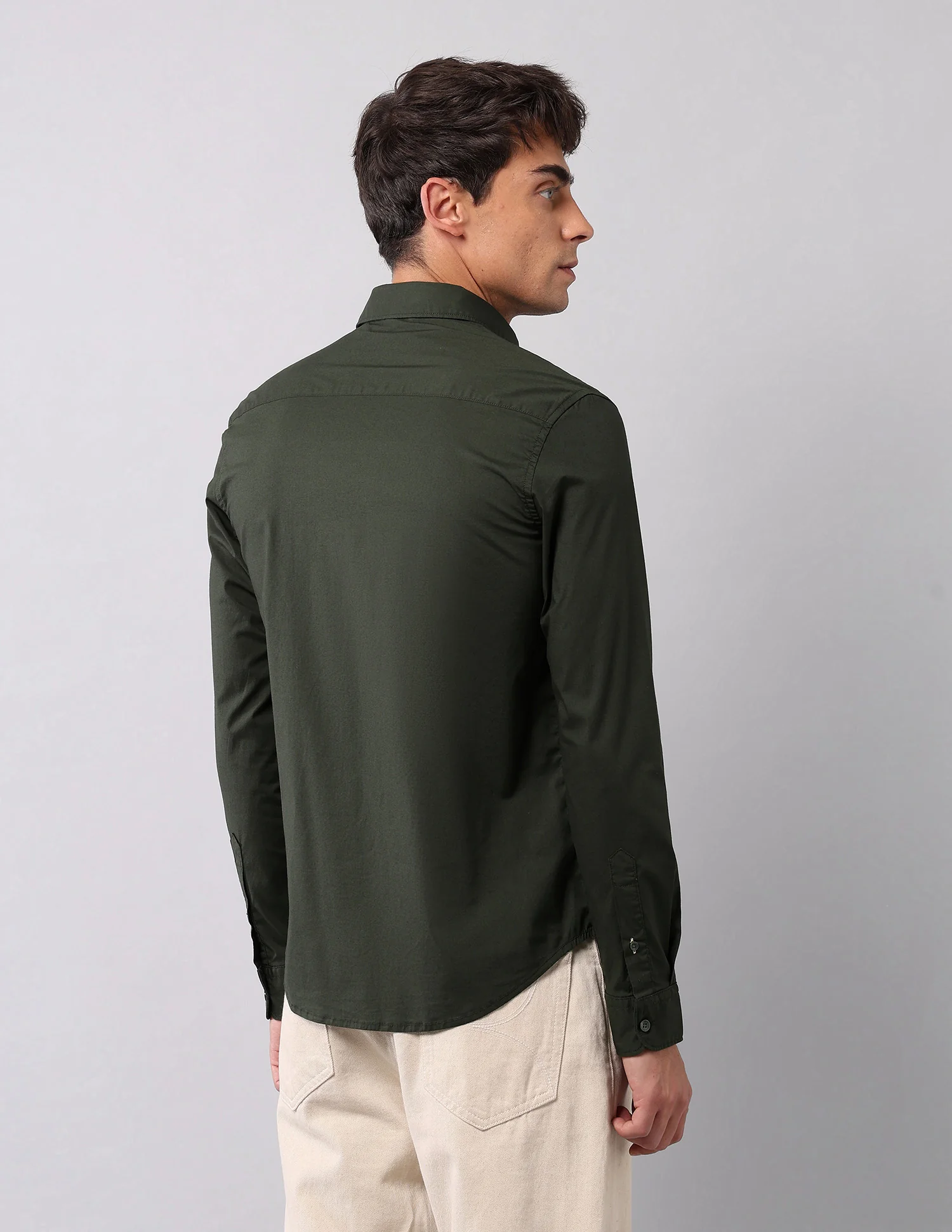 Solid Regular Fit Poplin Shirt - Image 5