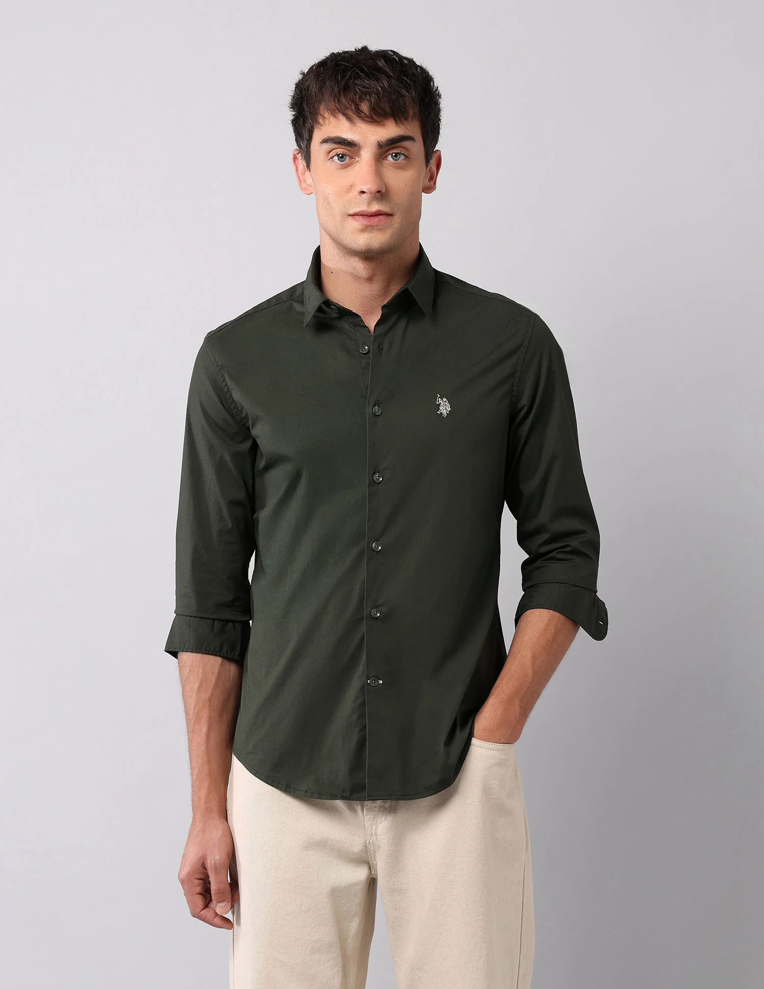Solid Regular Fit Poplin Shirt - Image 6