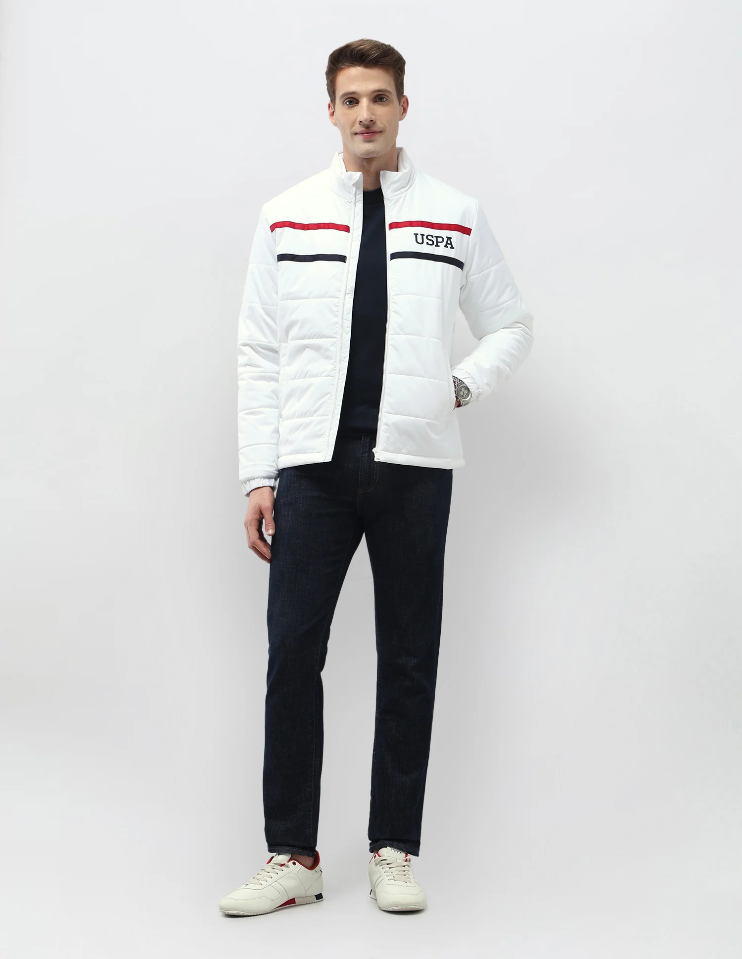 Solid Regular Fit Puffer Jacket - Image 3