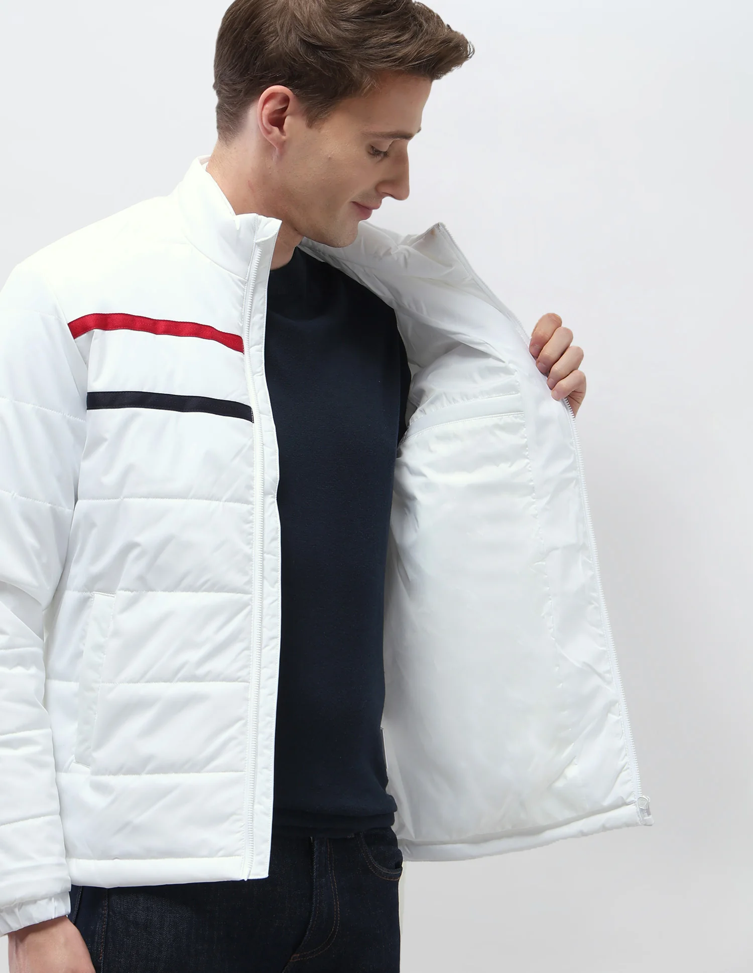 Solid Regular Fit Puffer Jacket - Image 8