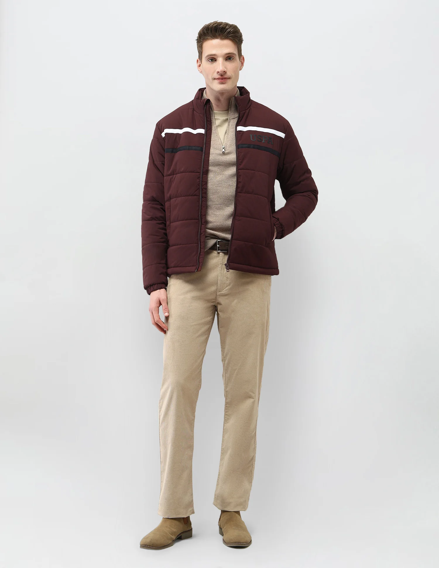 Solid Regular Fit Puffer Jacket - Image 3