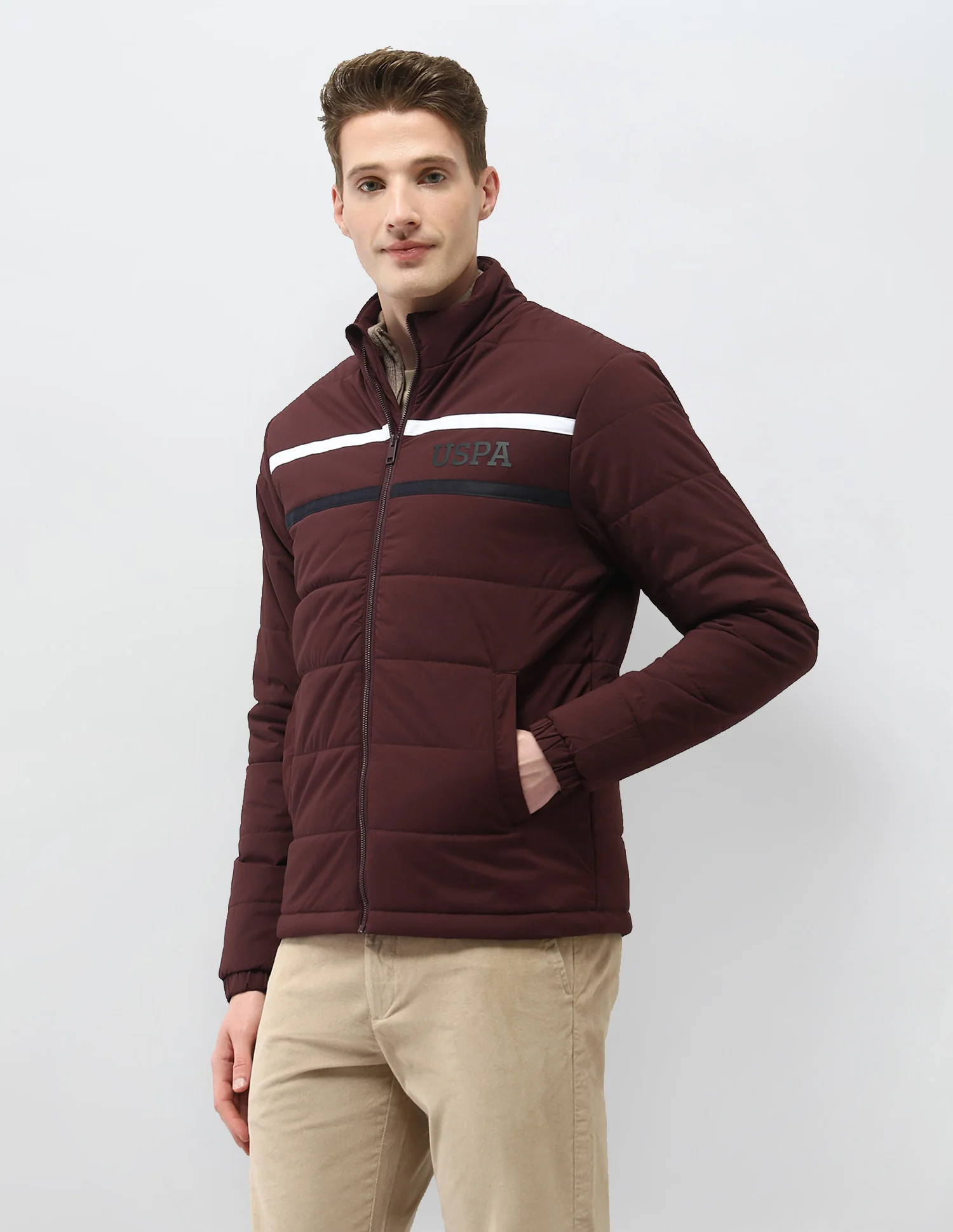 Solid Regular Fit Puffer Jacket - Image 4