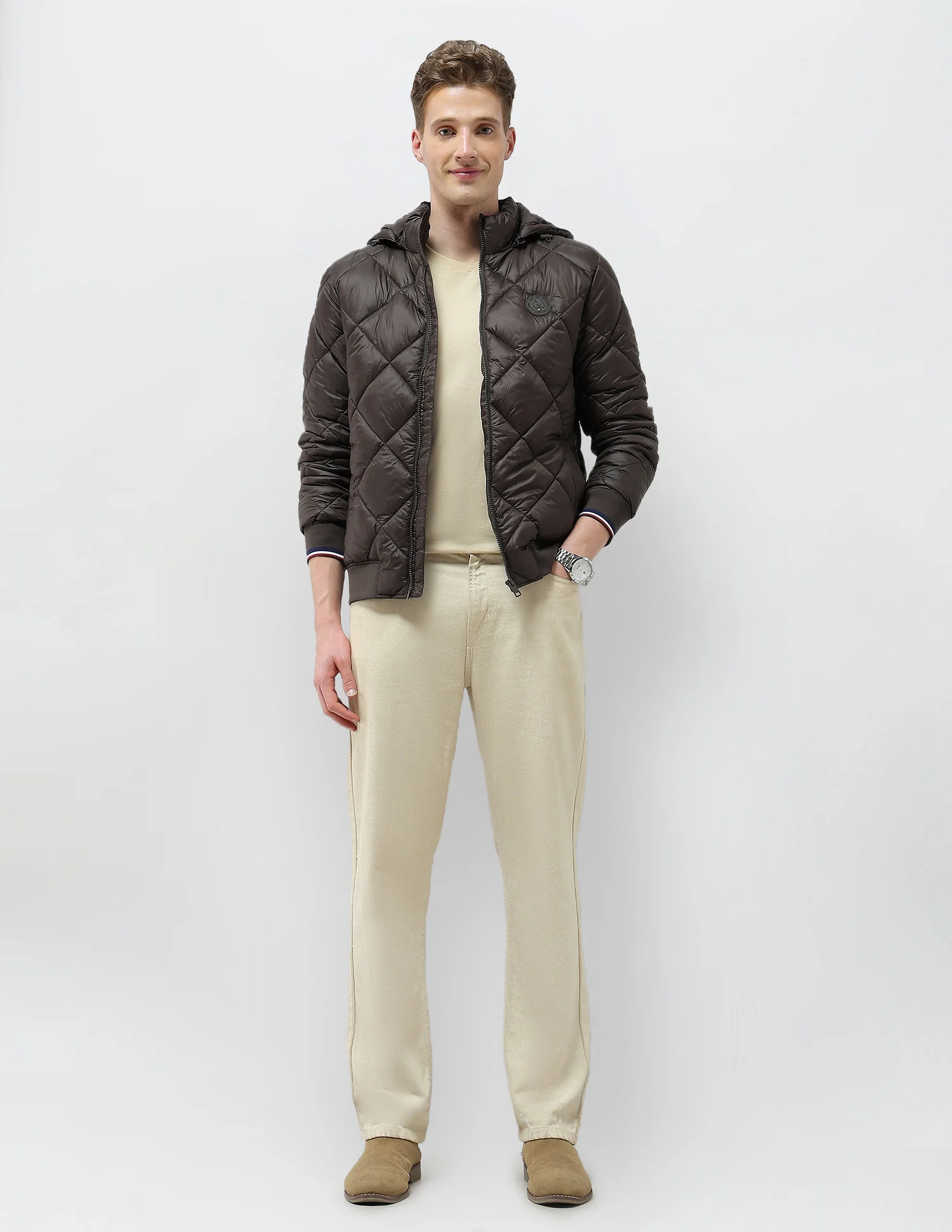 Solid Regular Fit Puffer Jacket - Image 3
