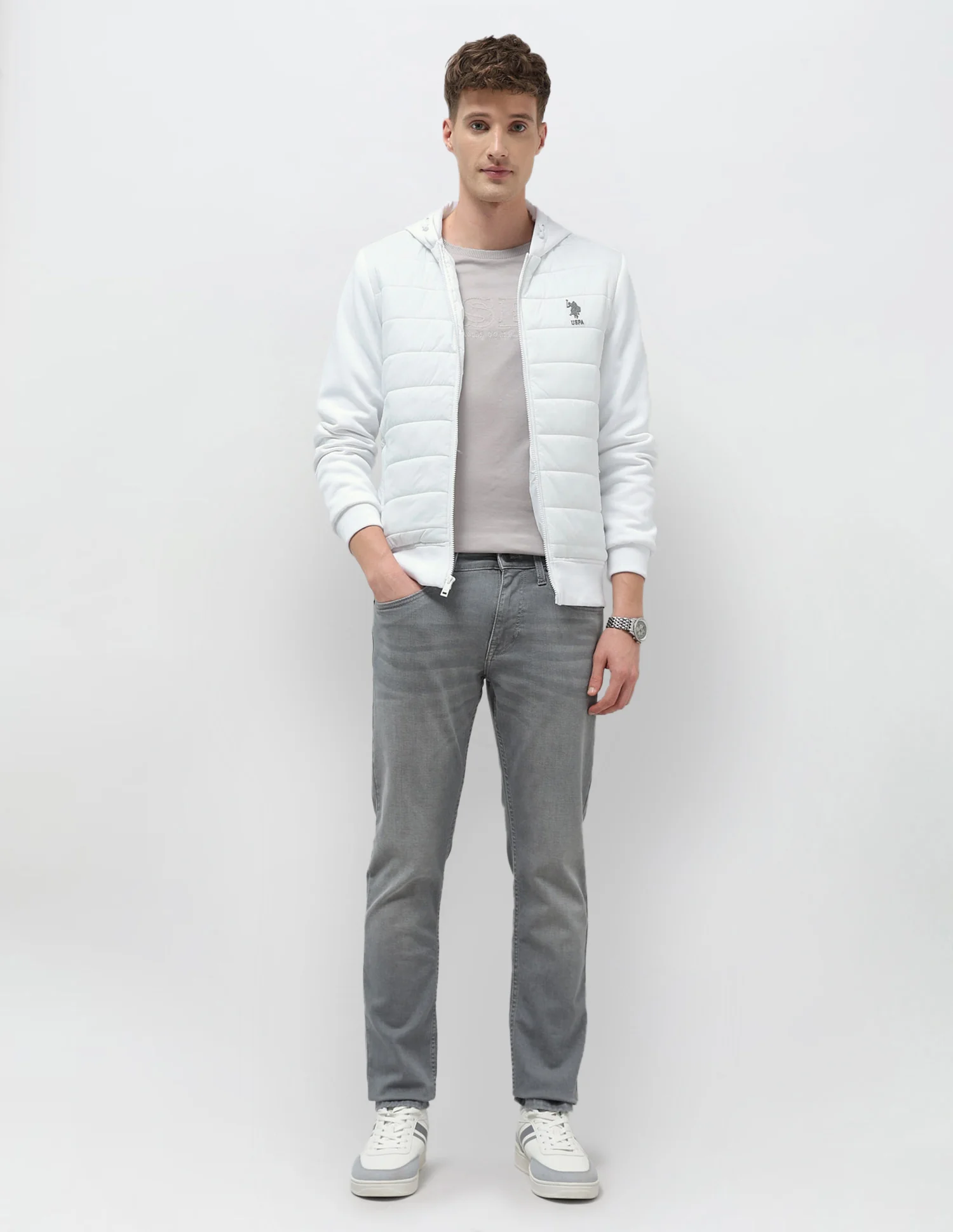 Solid Regular Fit Puffer Jacket - Image 3