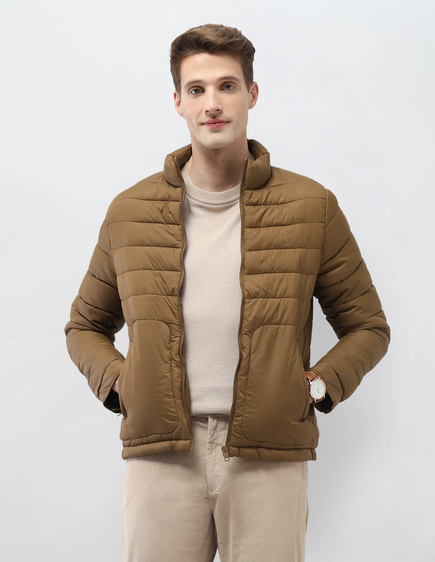 Solid Regular Fit Puffer Jacket
