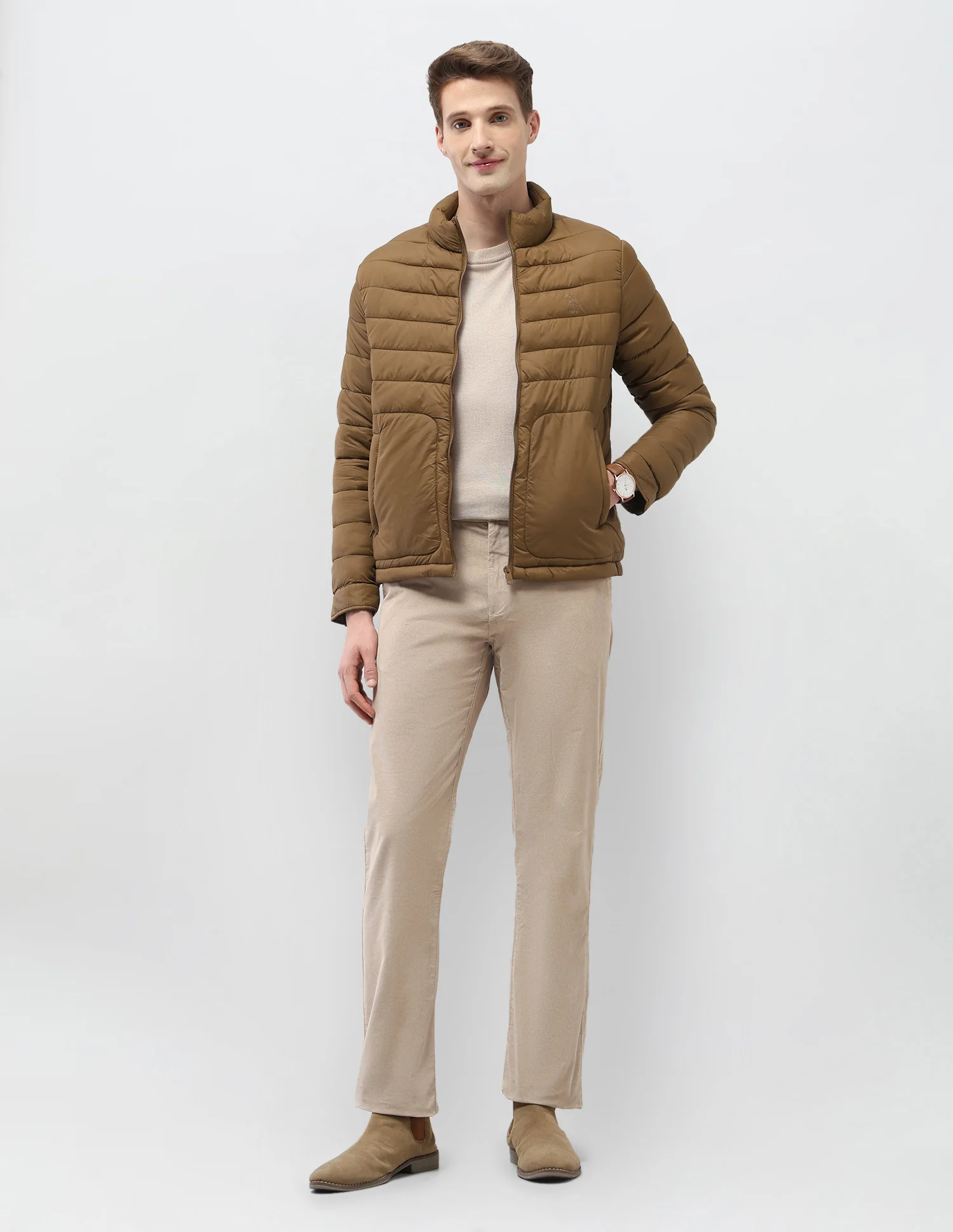 Solid Regular Fit Puffer Jacket - Image 3