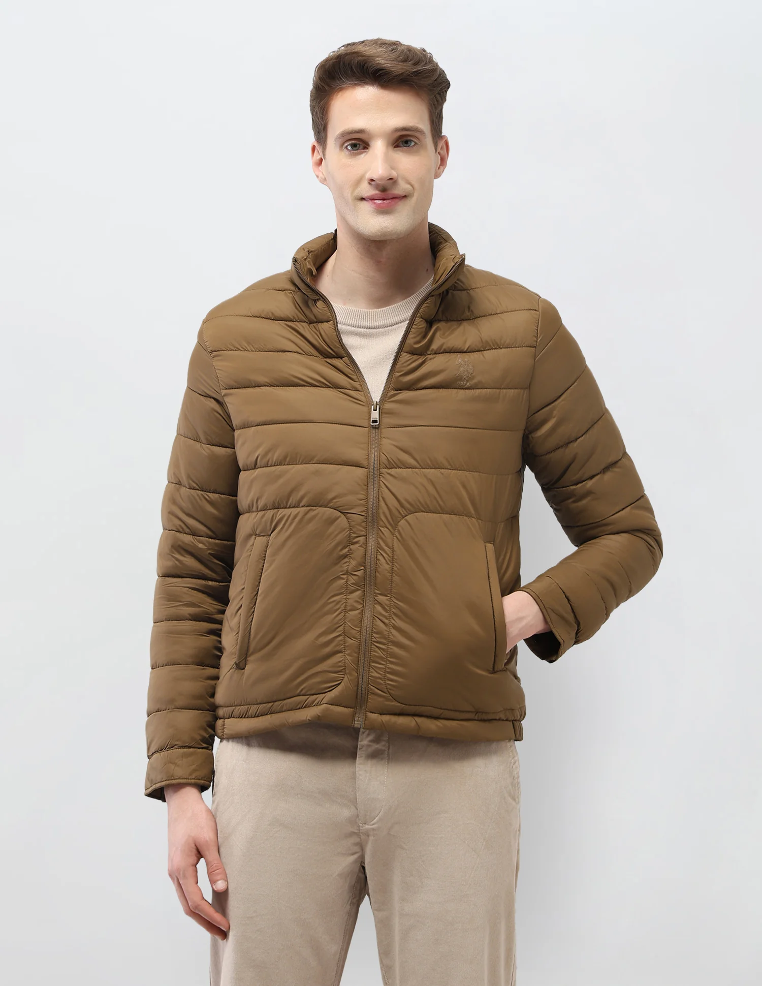 Solid Regular Fit Puffer Jacket - Image 6
