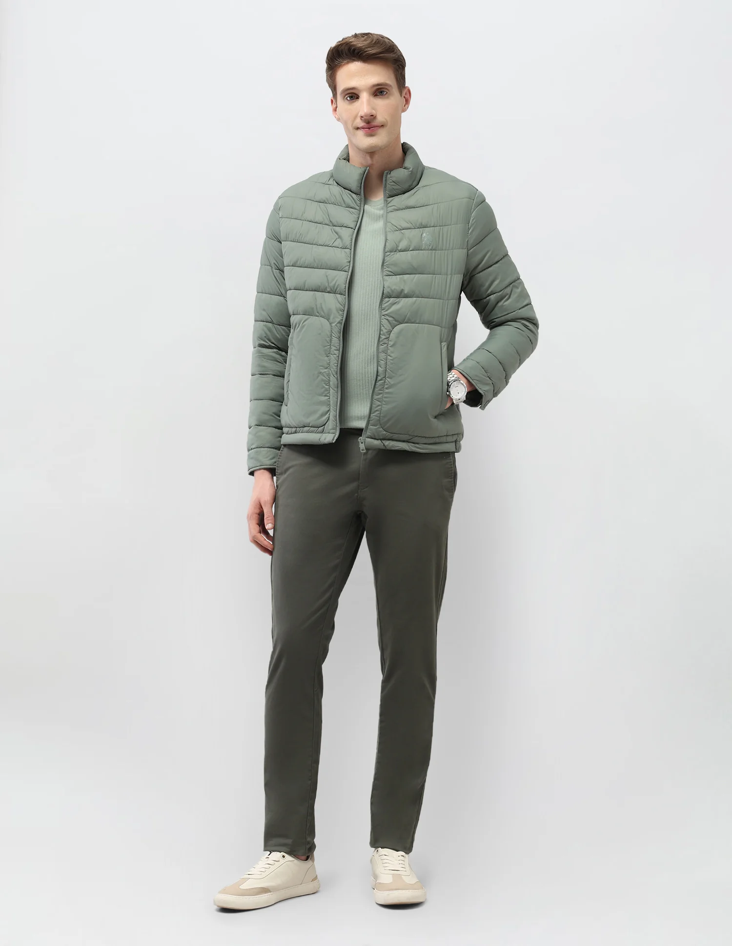 Solid Regular Fit Puffer Jacket - Image 3