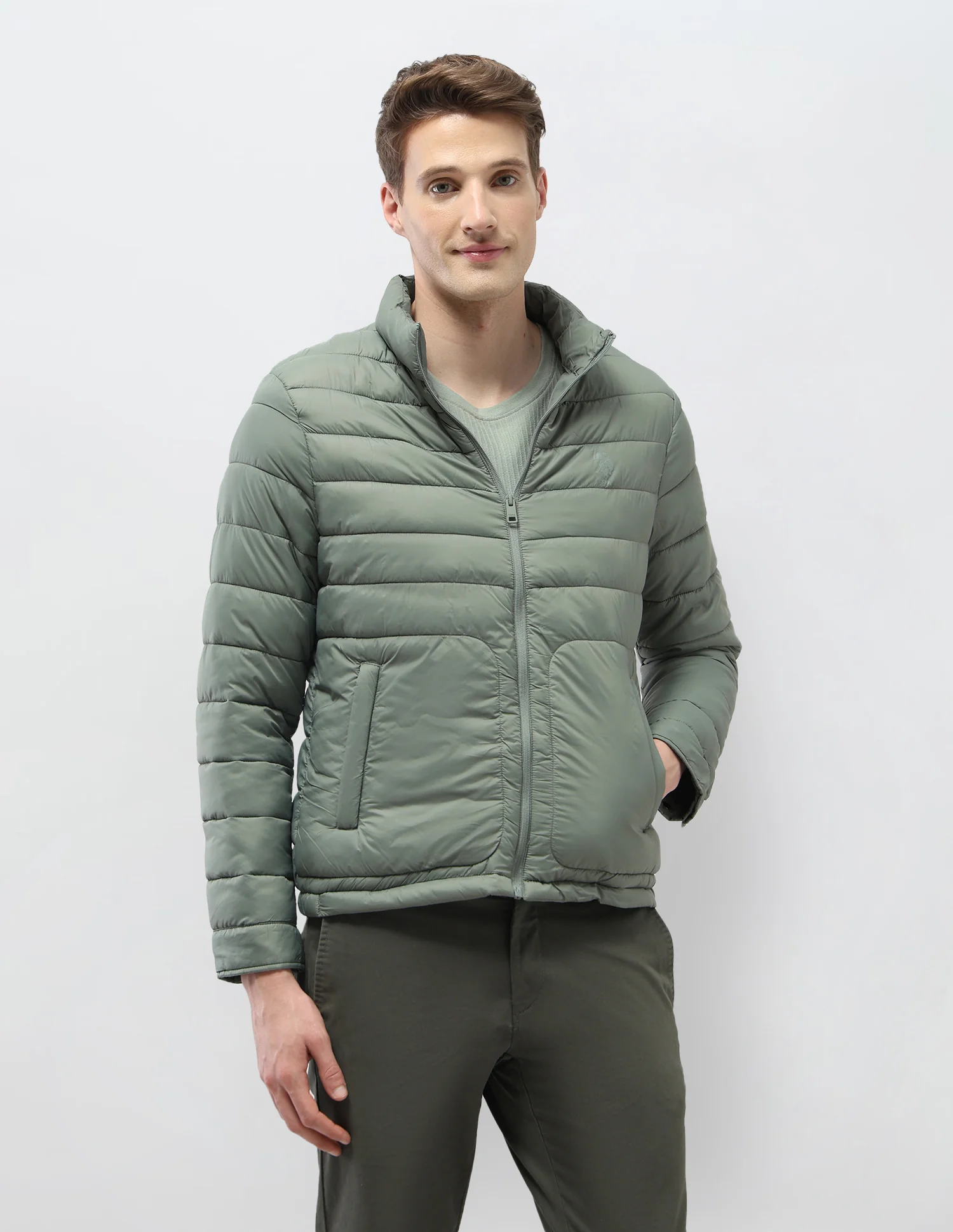 Solid Regular Fit Puffer Jacket - Image 6