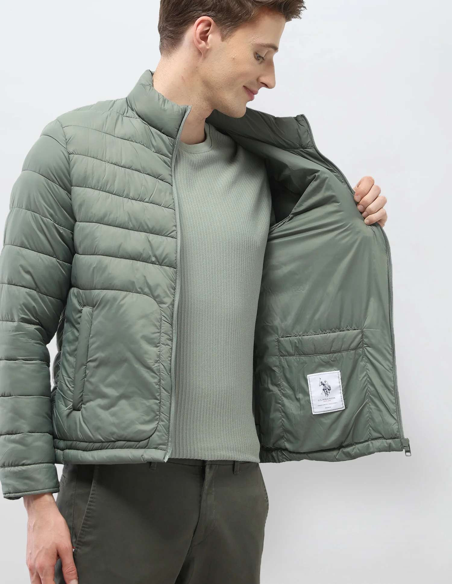 Solid Regular Fit Puffer Jacket - Image 9
