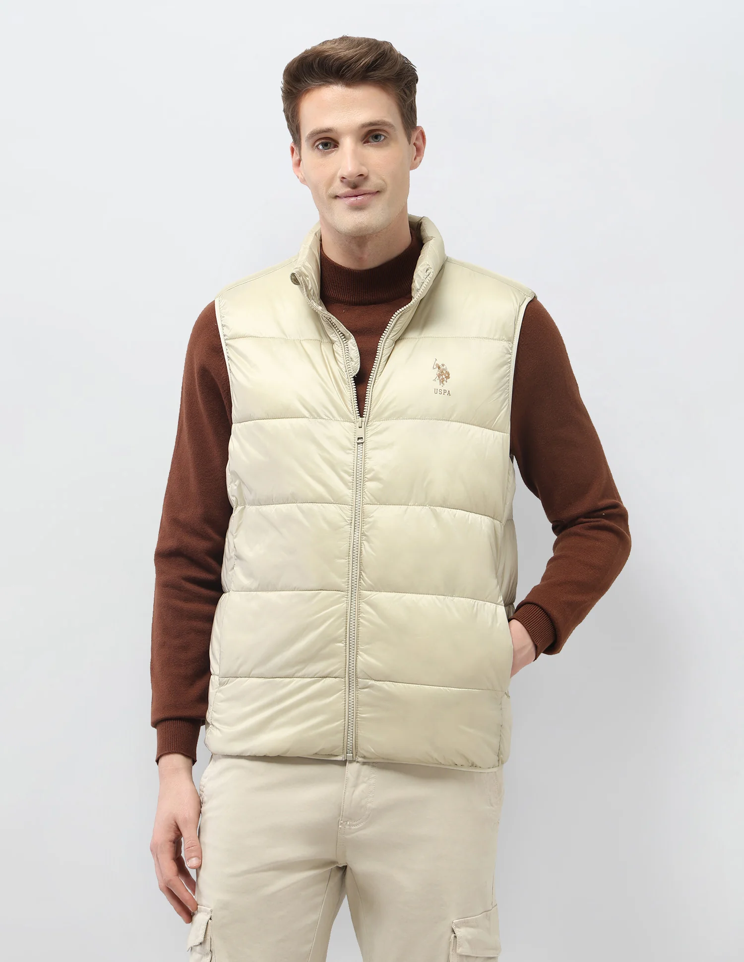 Solid Regular Fit Puffer Sleeveless Jacket - Image 6