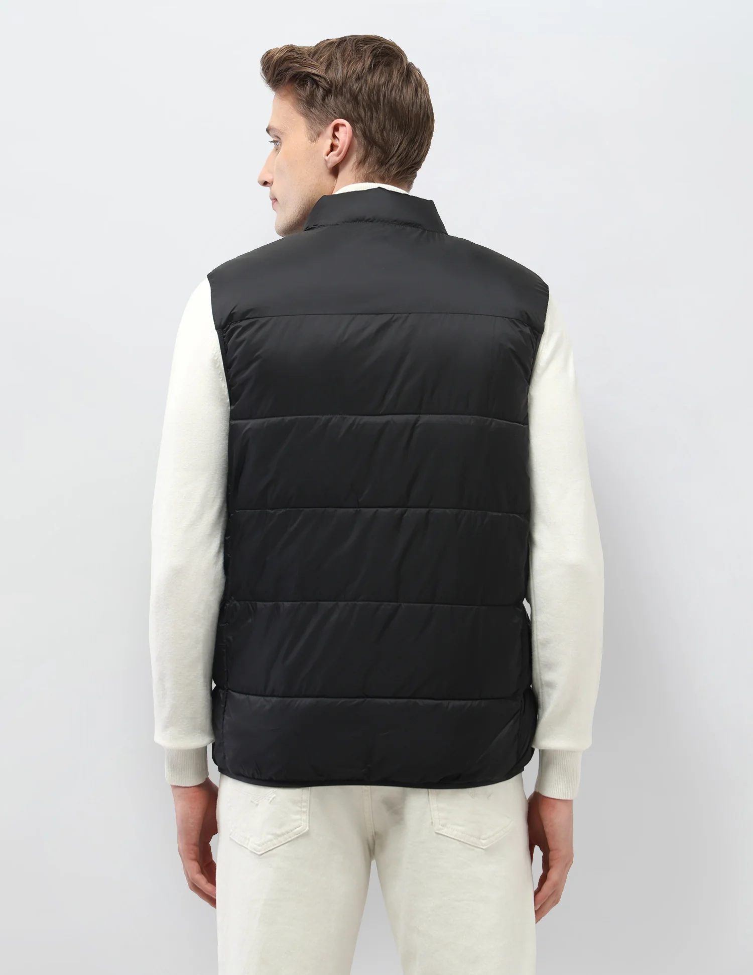 Solid Regular Fit Puffer Sleeveless Jacket - Image 5
