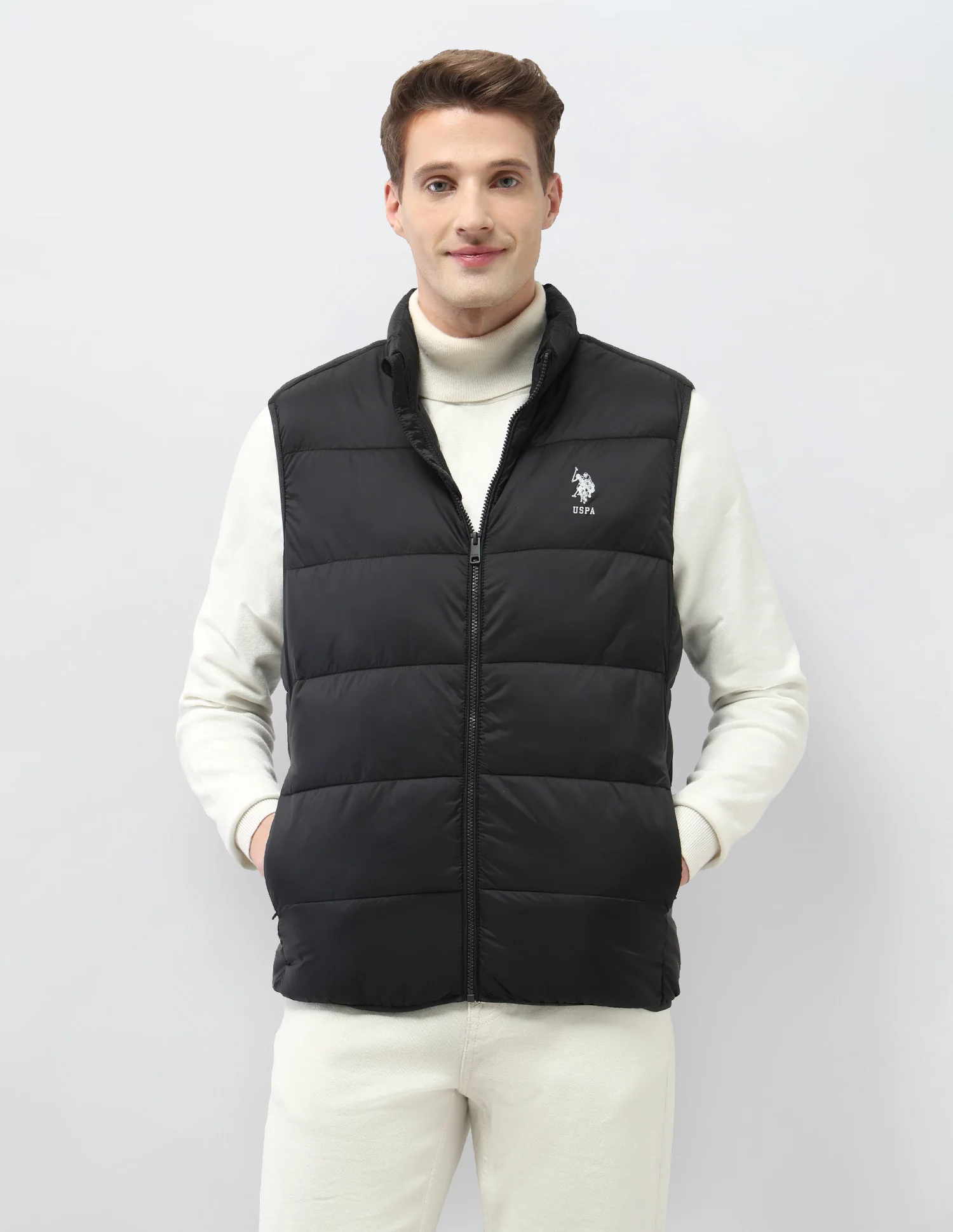 Solid Regular Fit Puffer Sleeveless Jacket - Image 6