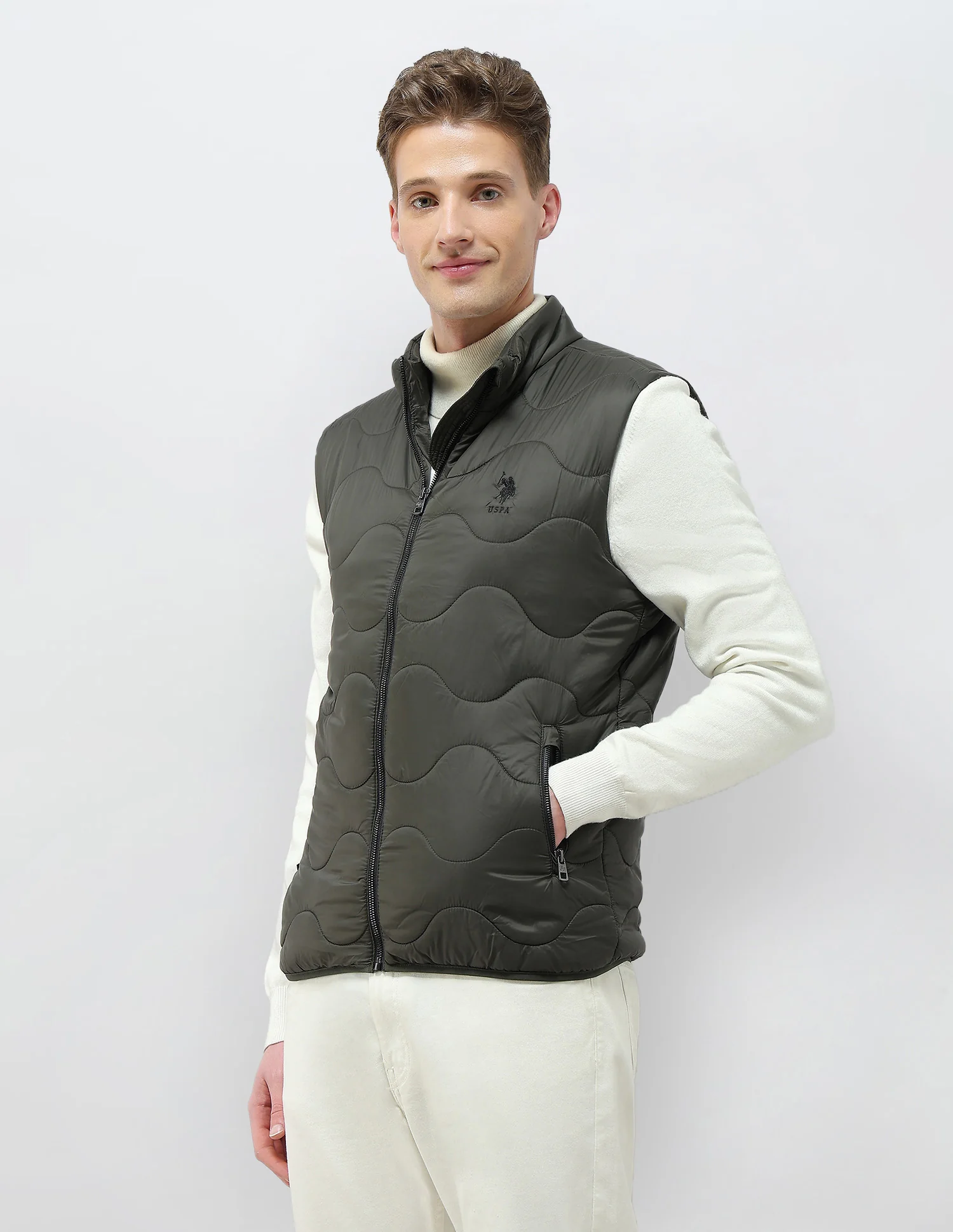 Solid Regular Fit Quilted Jacket - Image 4