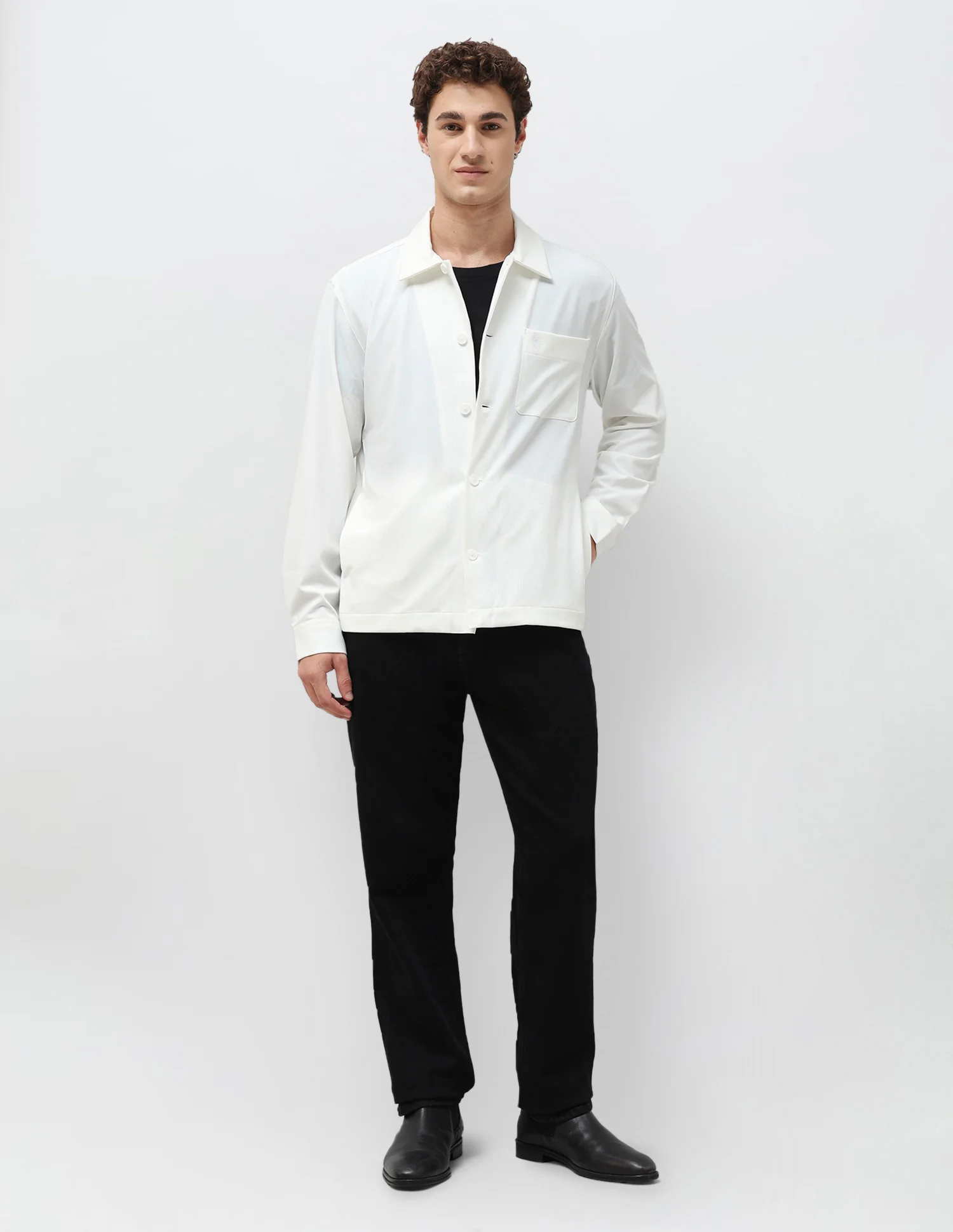 Solid Regular Fit Shacket - Image 3