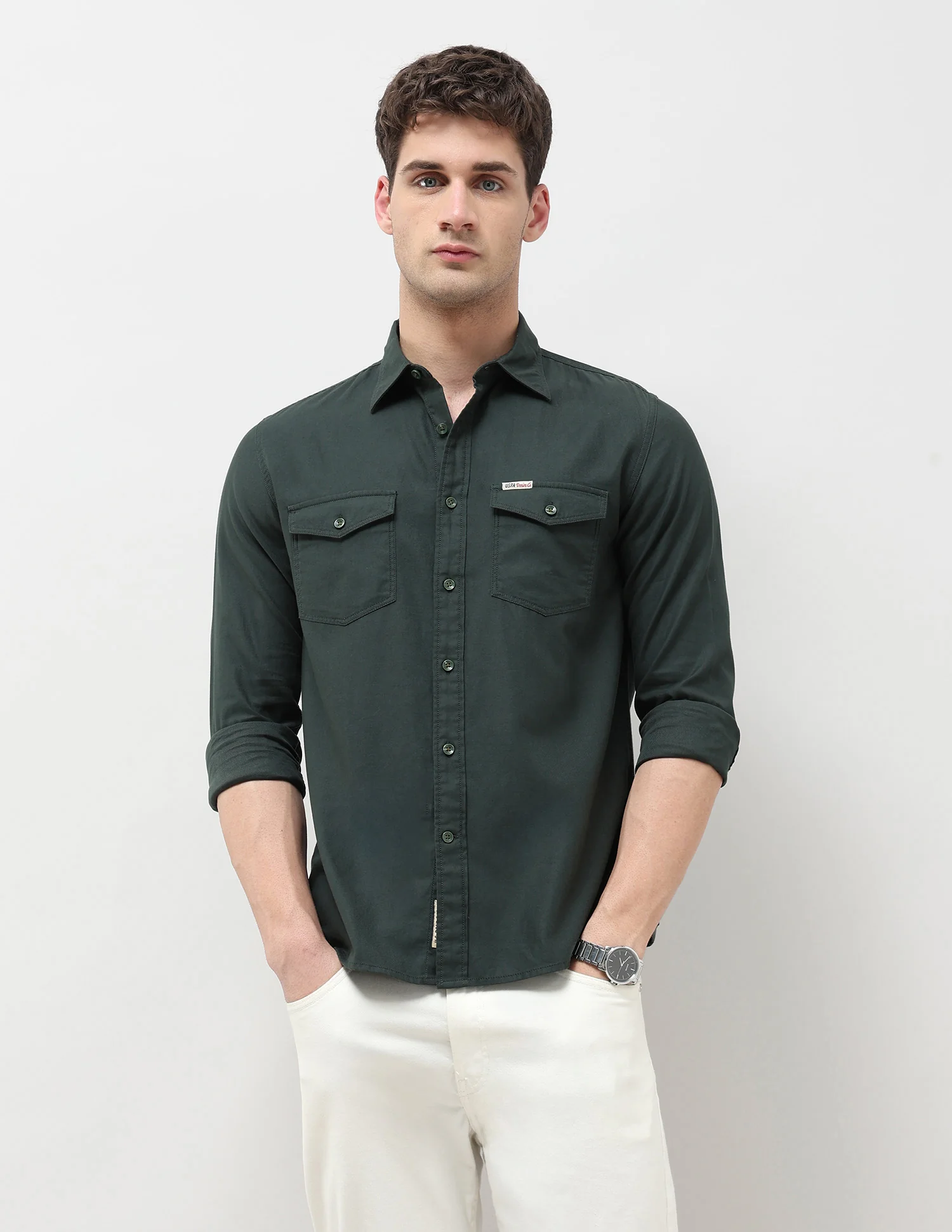 Solid Regular Fit Twill Shirt