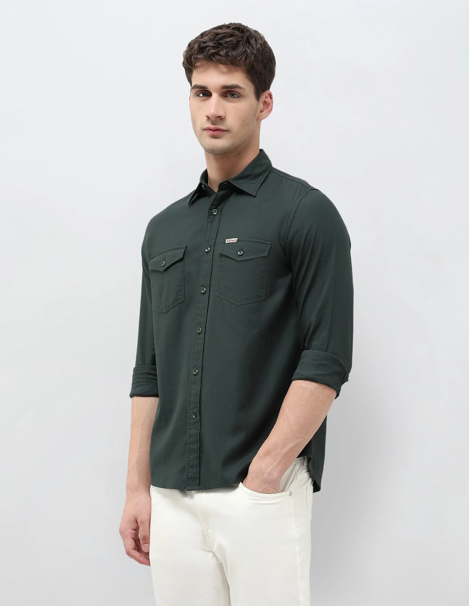 Solid Regular Fit Twill Shirt - Image 4