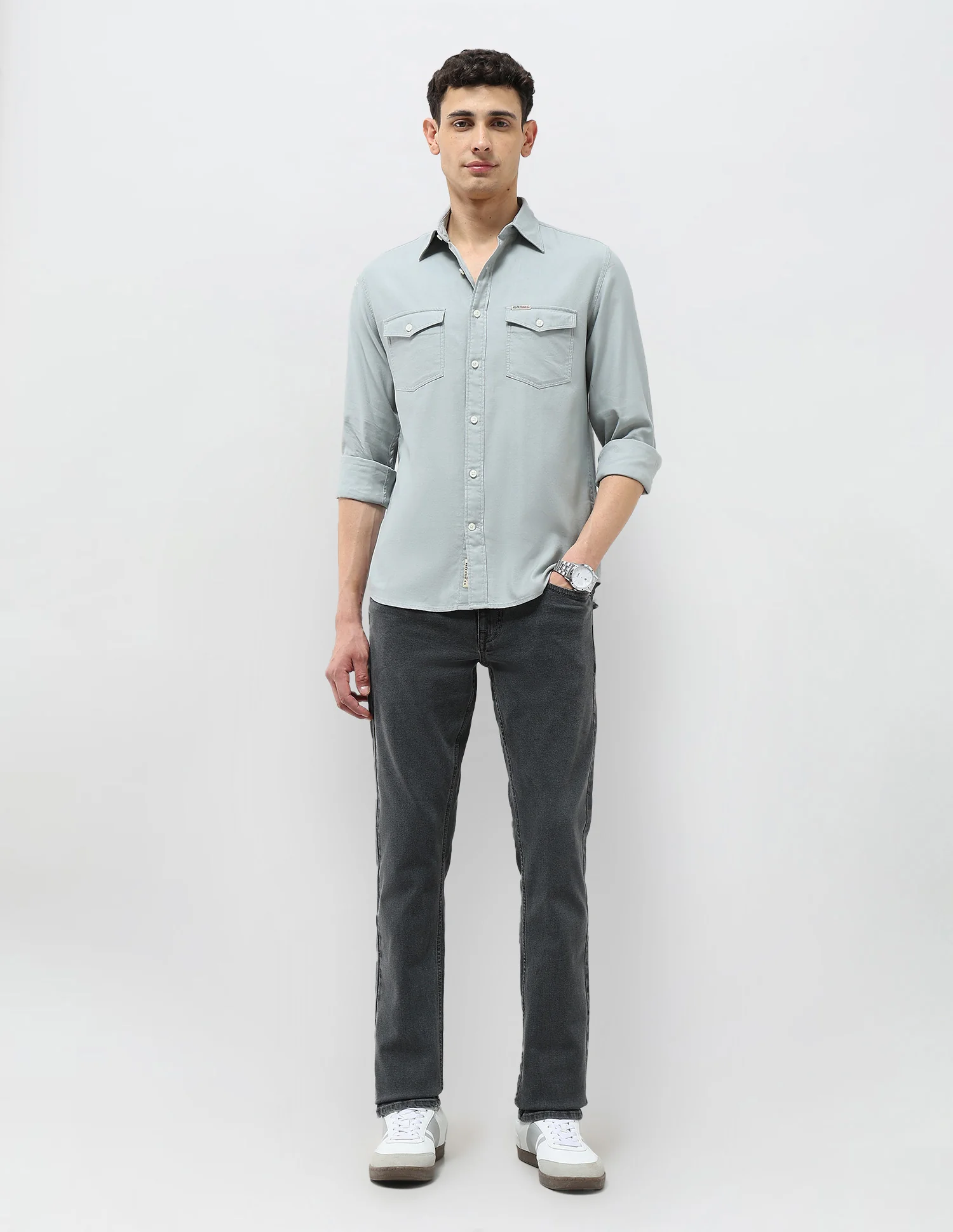 Solid Regular Fit Twill Shirt - Image 3
