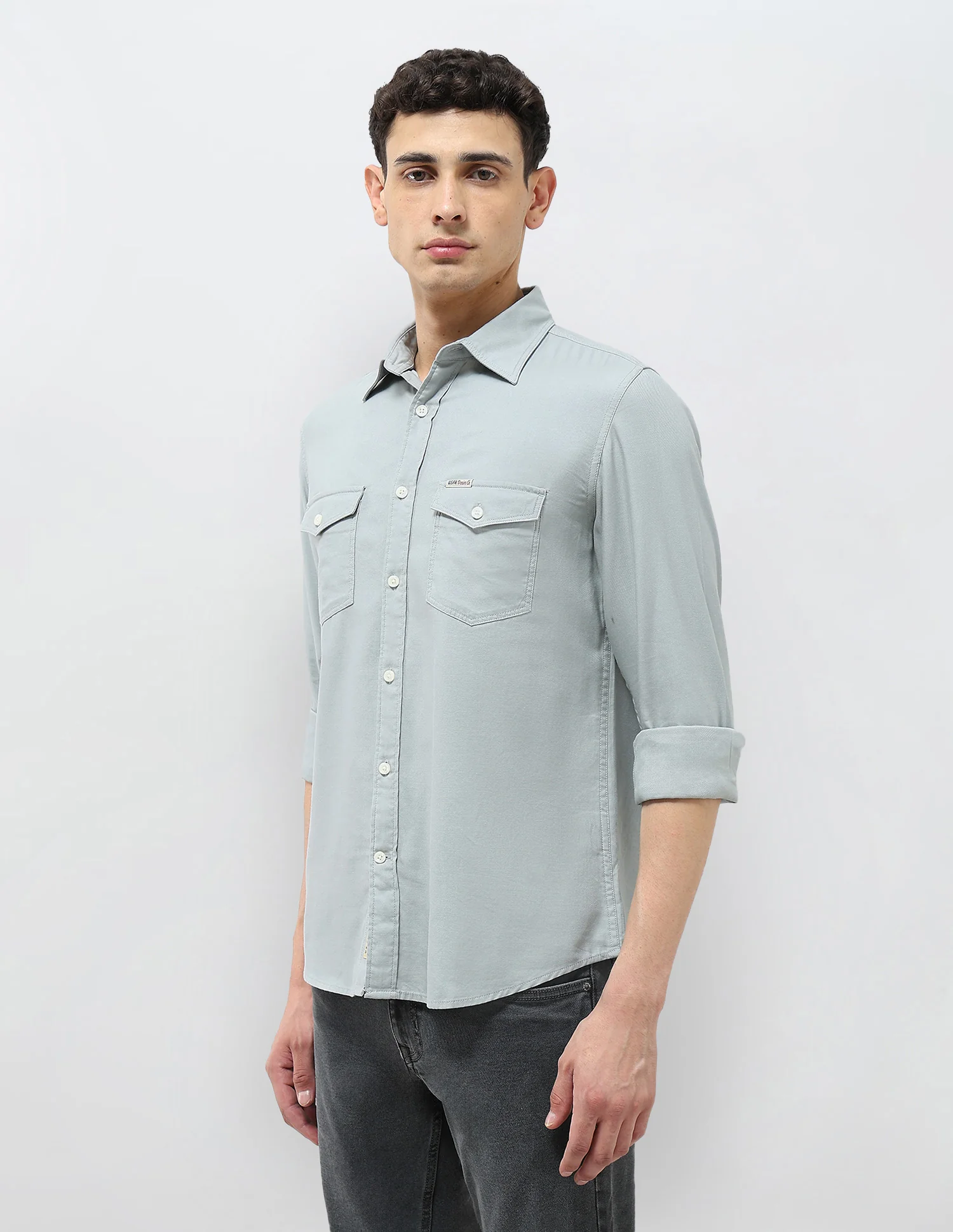 Solid Regular Fit Twill Shirt - Image 4