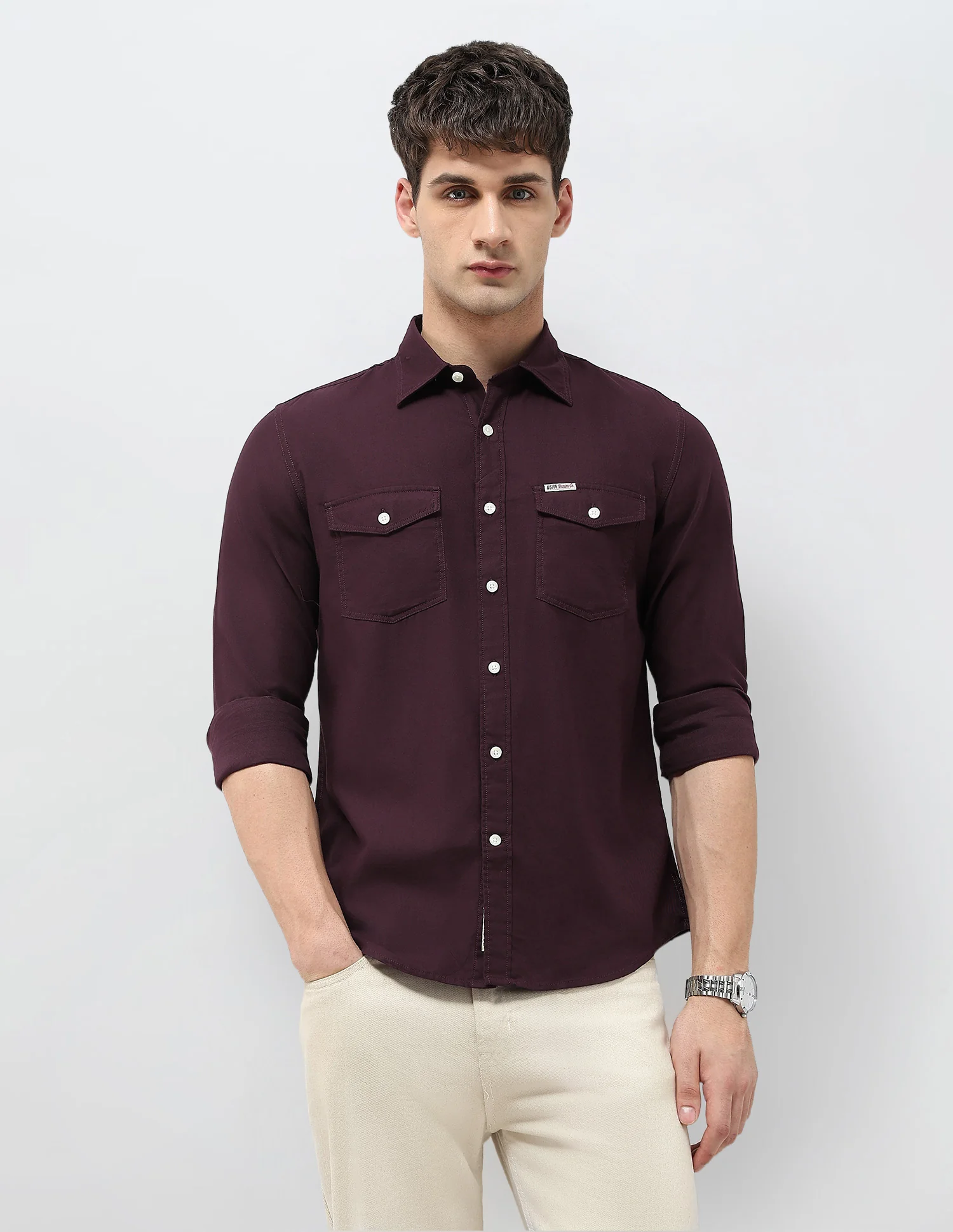 Solid Regular Fit Twill Shirt
