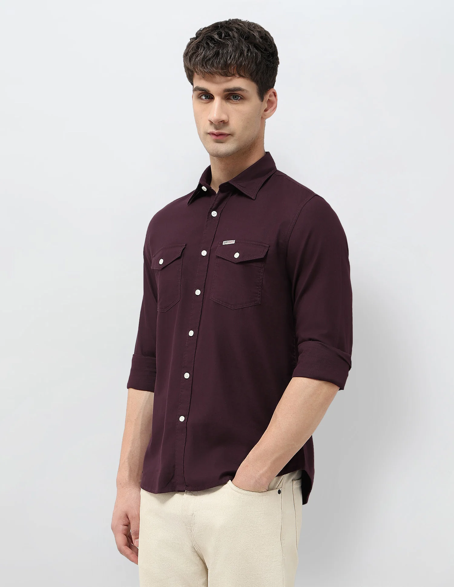 Solid Regular Fit Twill Shirt - Image 4