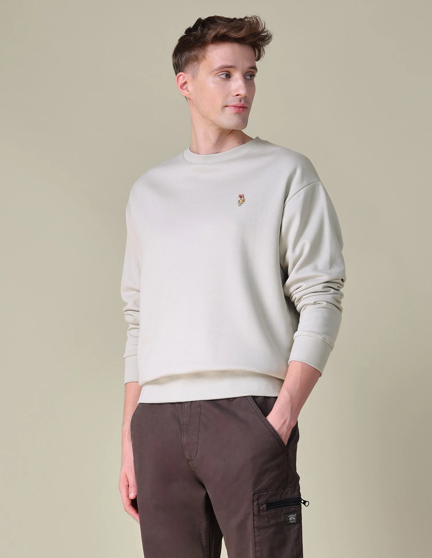 Solid Relaxed Fit Sweatshirt - Image 2