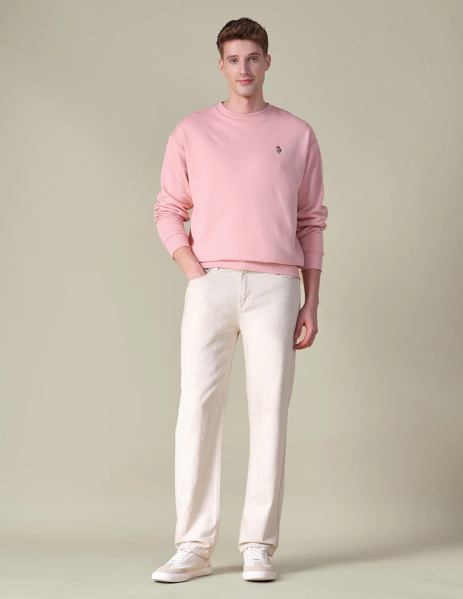 Solid Relaxed Fit Sweatshirt - Image 3
