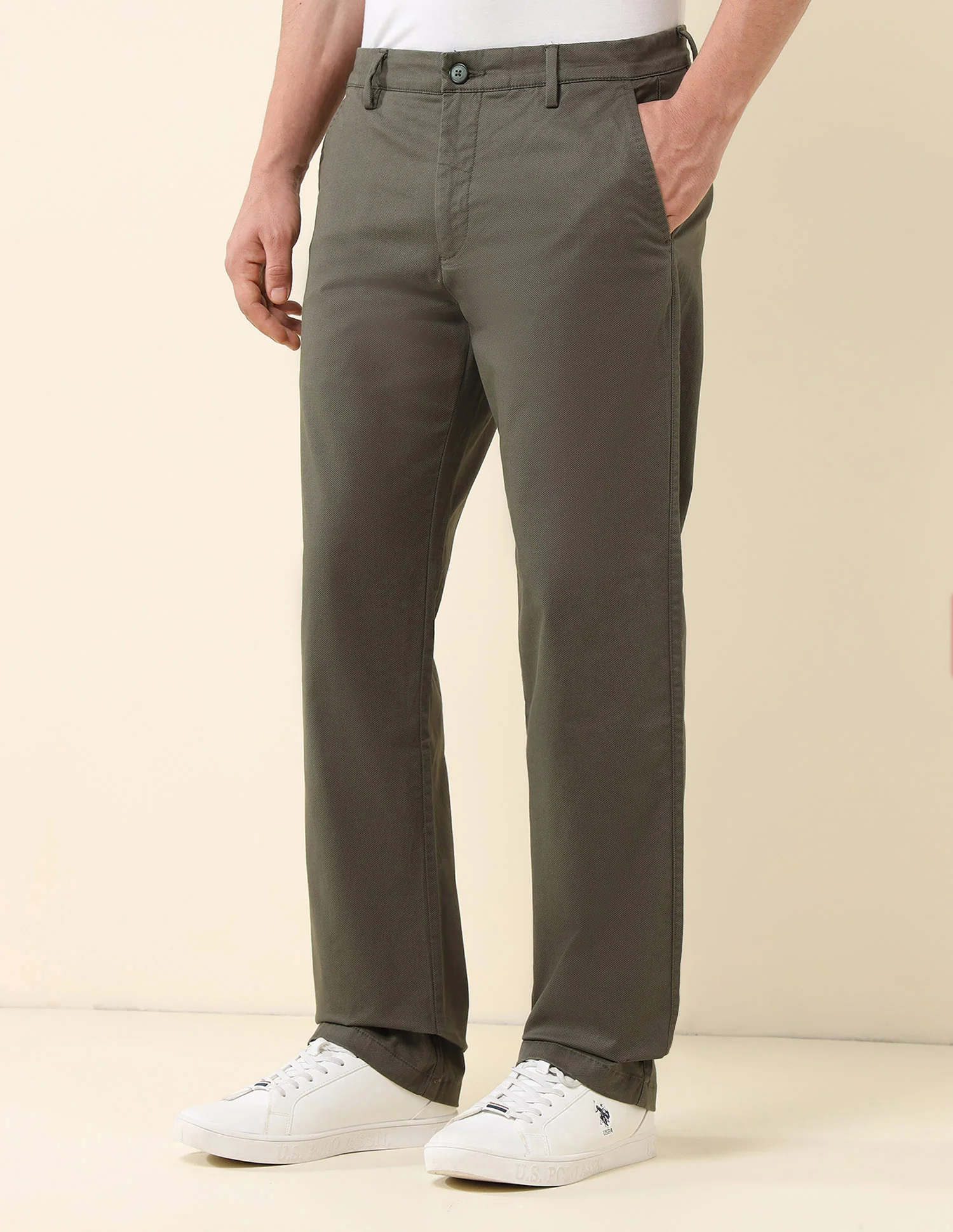Solid Riley Fit Straight Fit Trousers - Image 4
