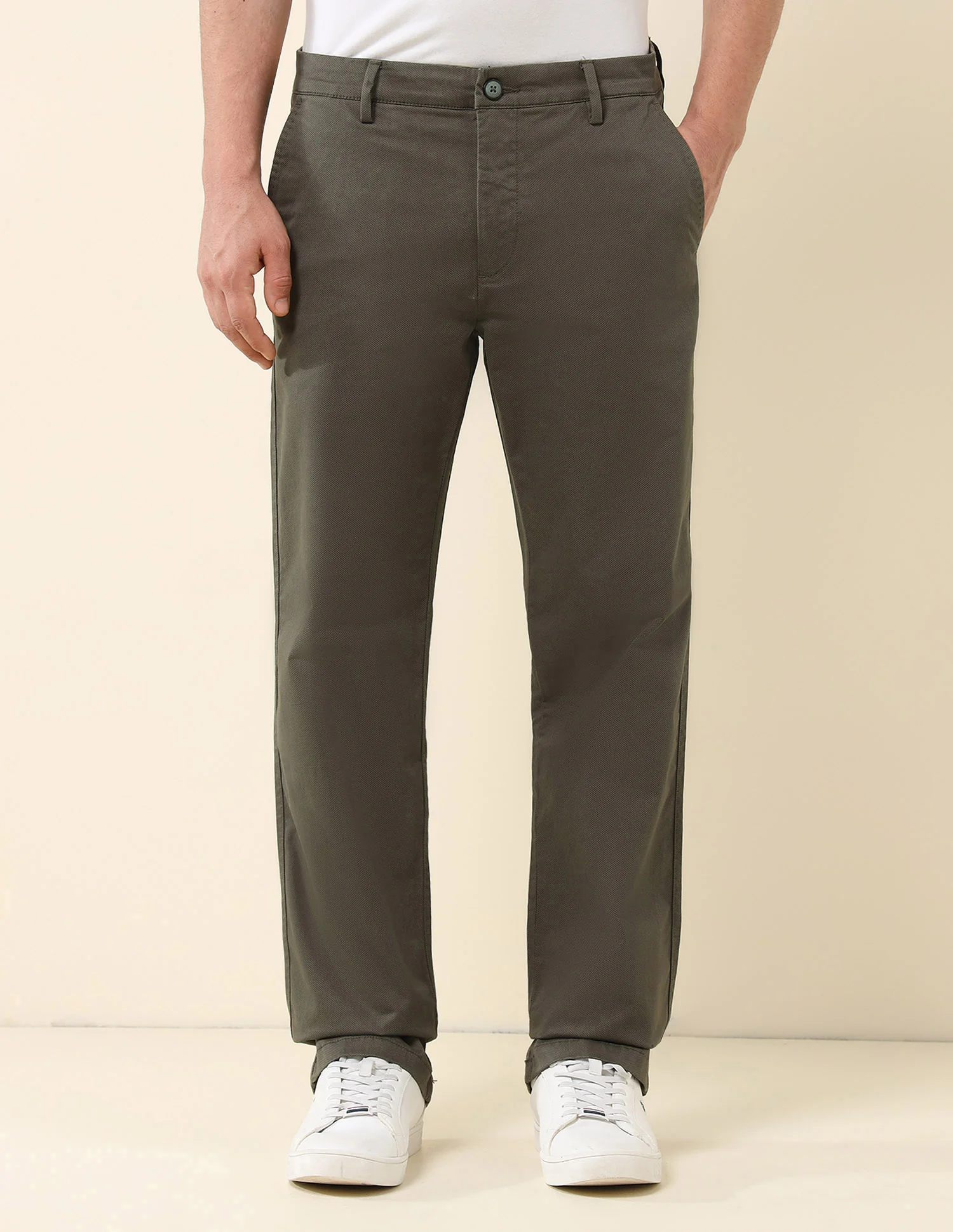 Solid Riley Fit Straight Fit Trousers - Image 6