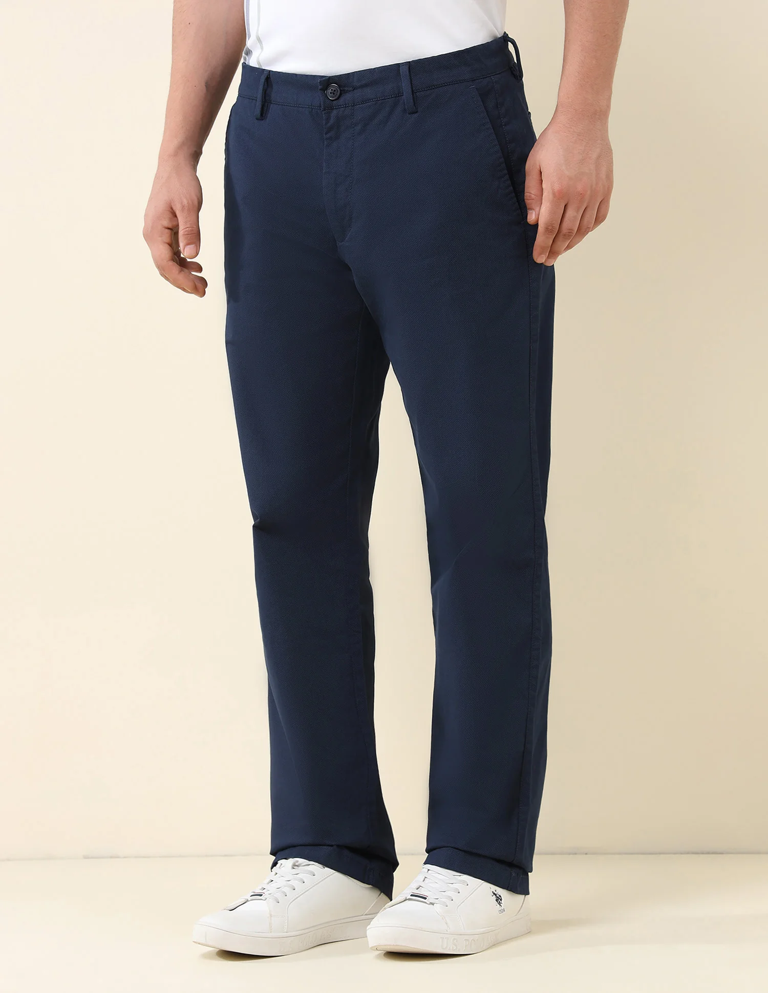 Solid Riley Fit Straight Fit Trousers - Image 4