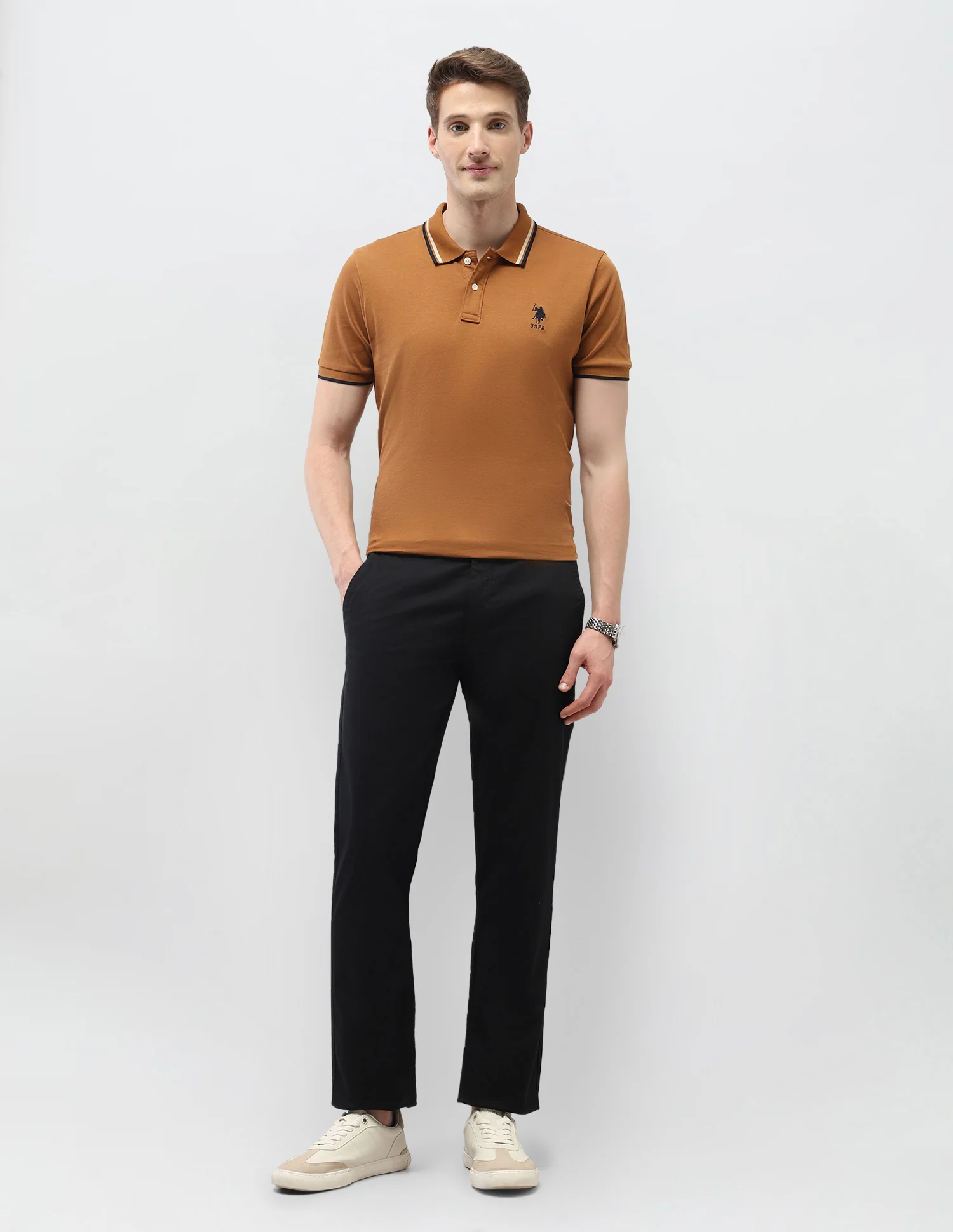 Solid Riley Straight Fit Trousers - Image 3