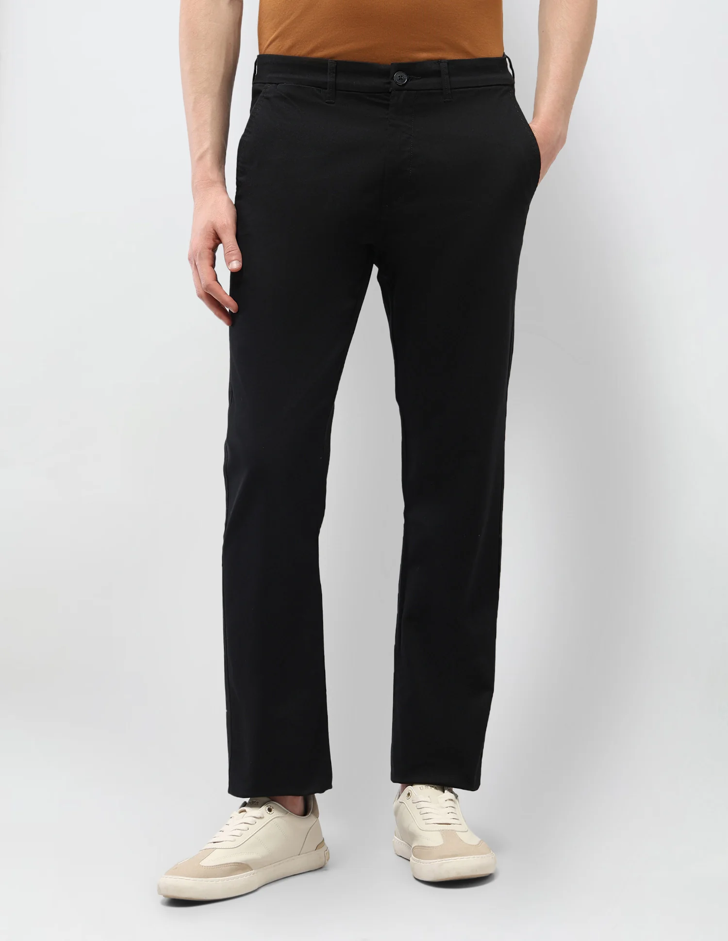 Solid Riley Straight Fit Trousers - Image 6
