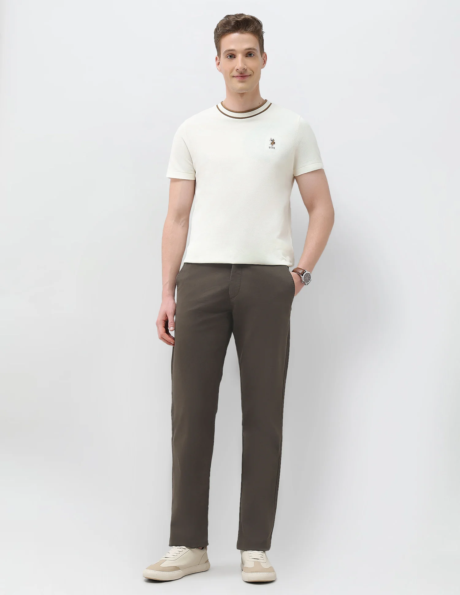 Solid Riley Straight Fit Trousers - Image 3