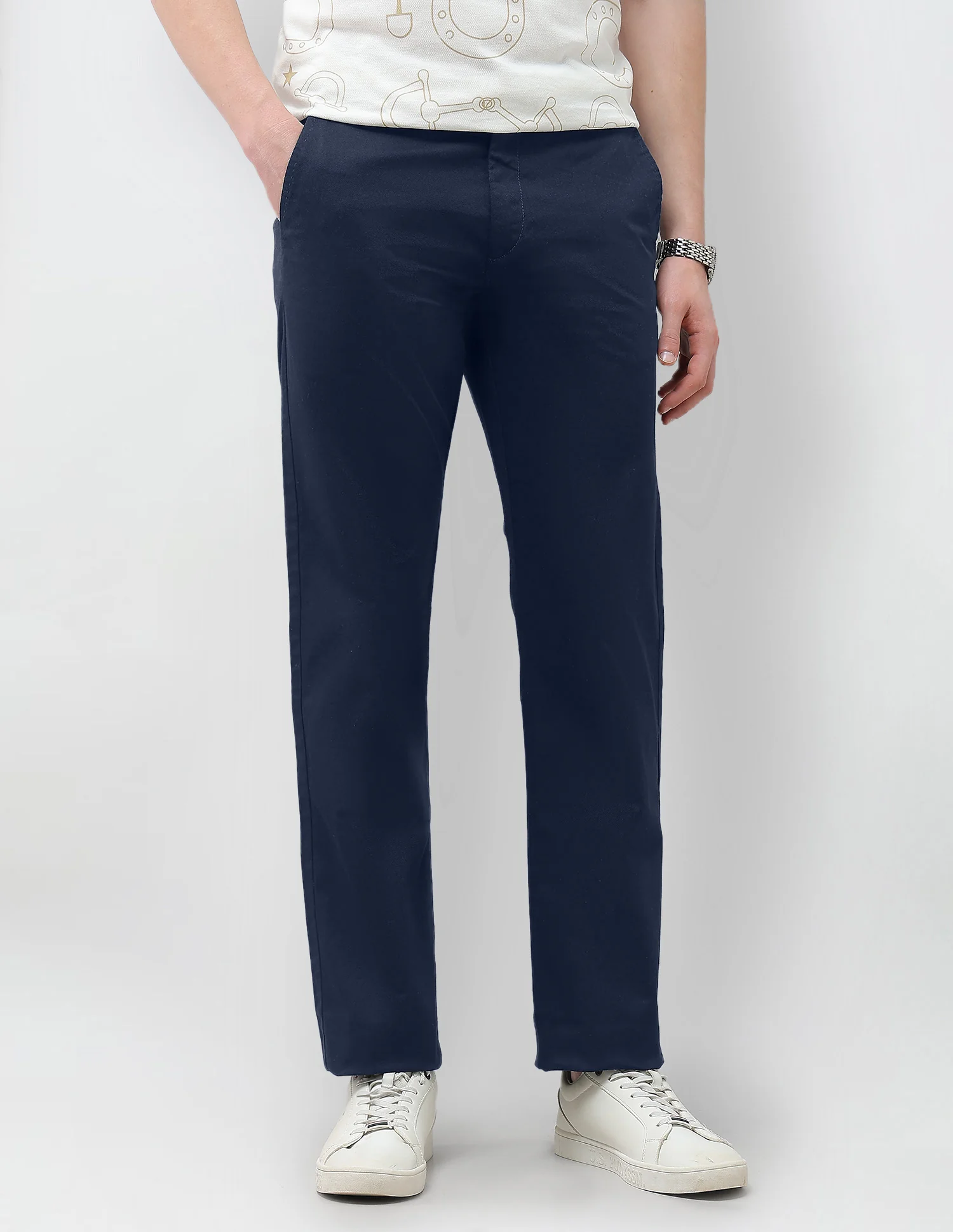 Solid Riley Straight Fit Trousers