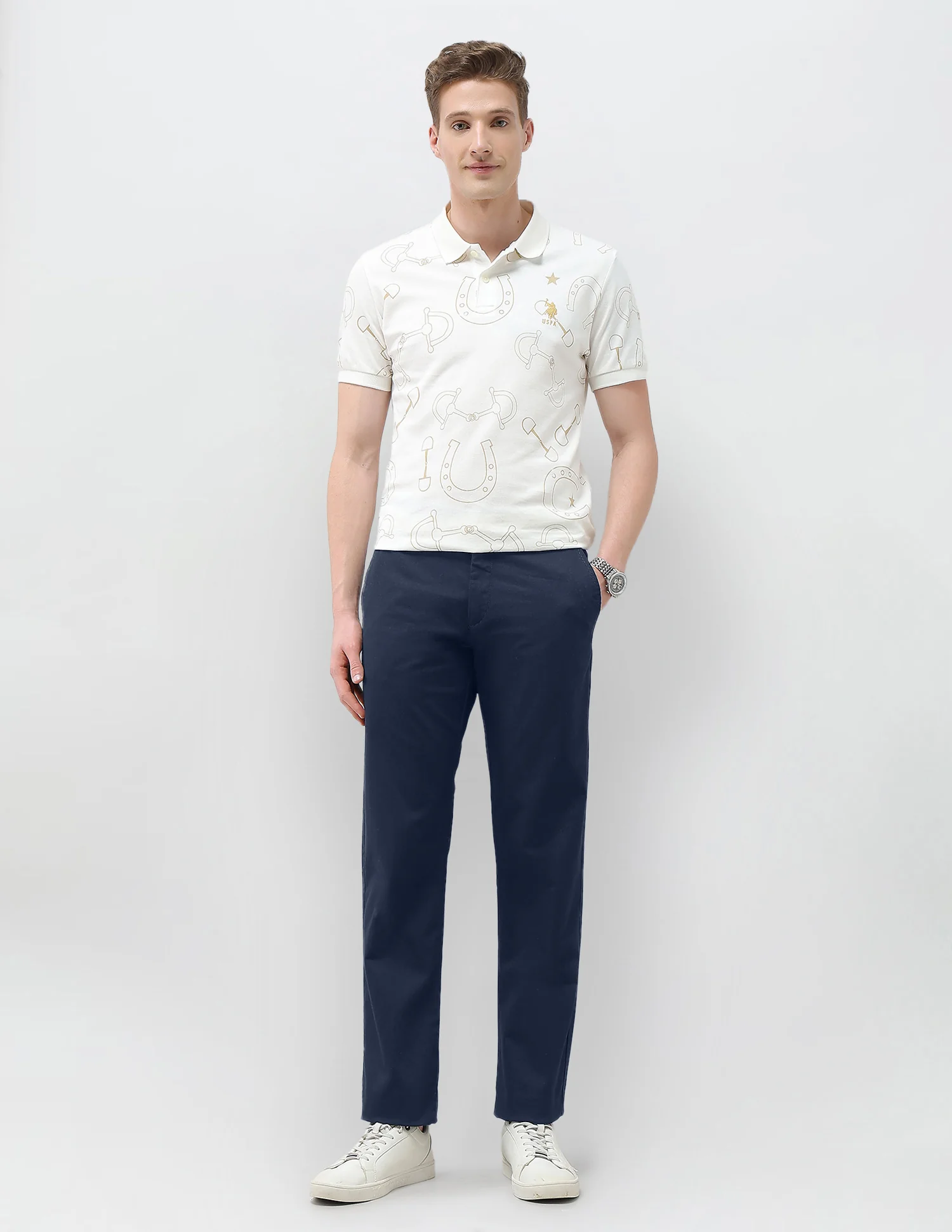Solid Riley Straight Fit Trousers - Image 3