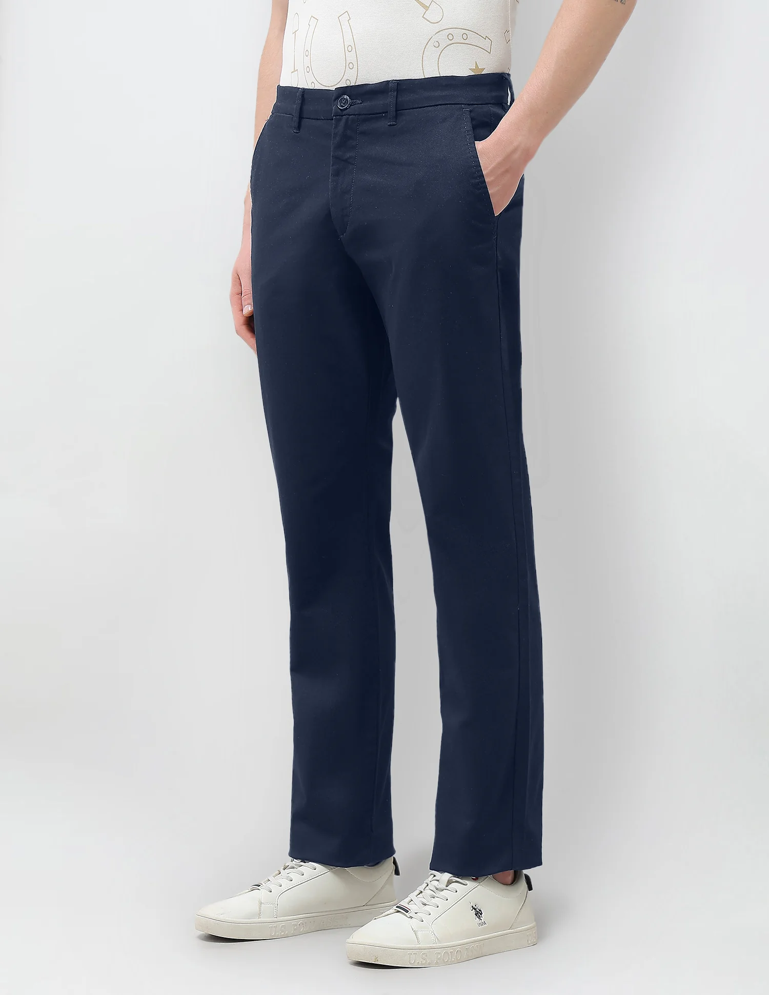 Solid Riley Straight Fit Trousers - Image 4