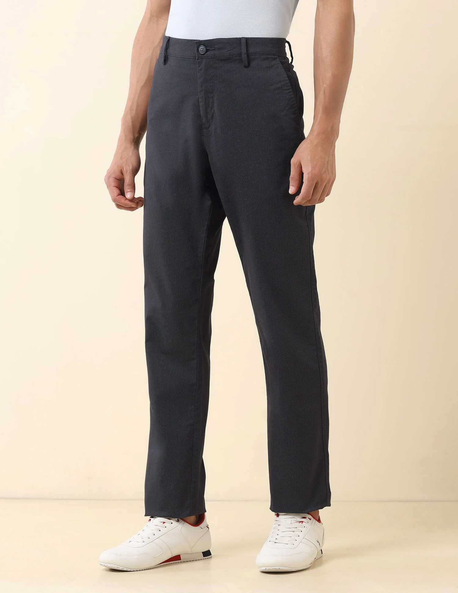 Solid Riley Straight Fit Trousers - Image 4