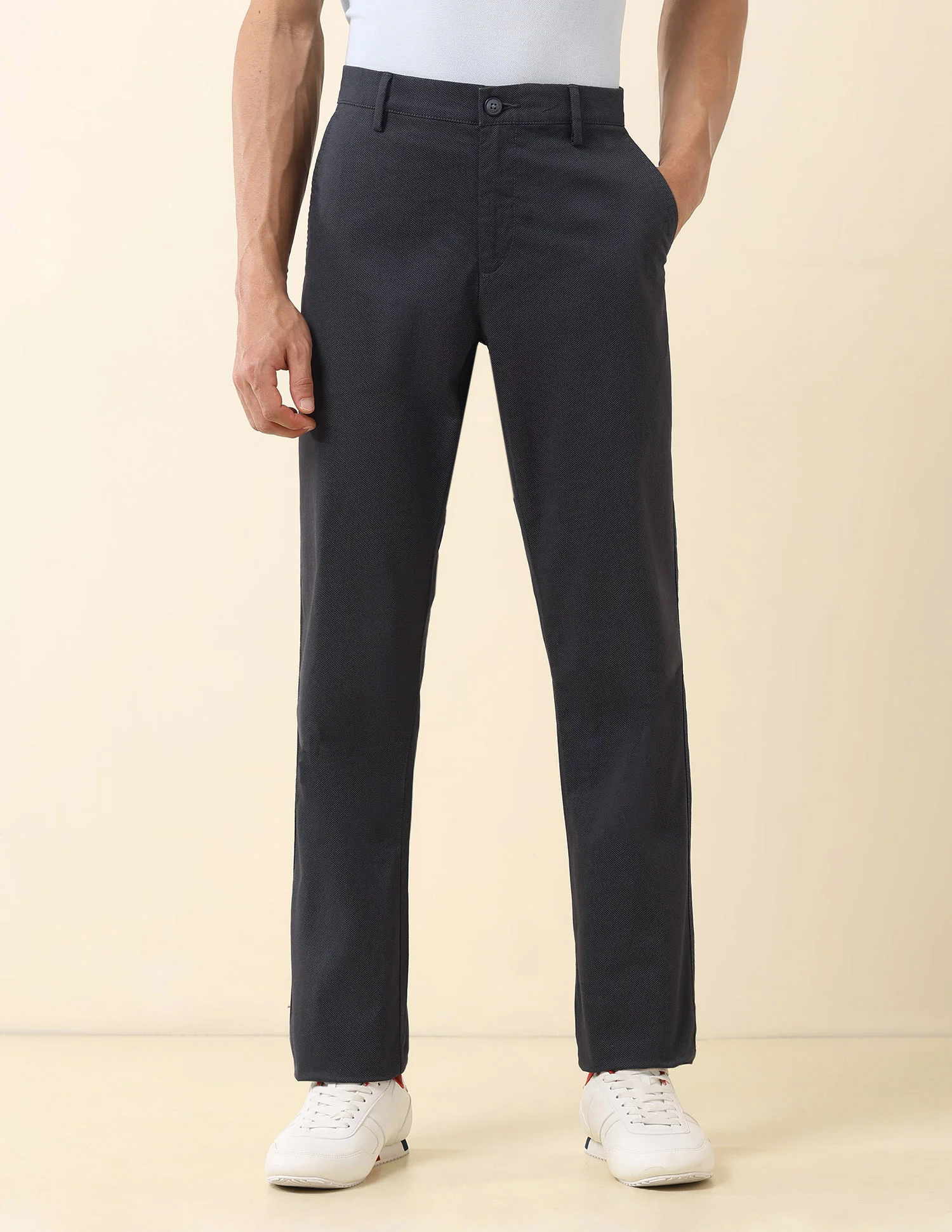 Solid Riley Straight Fit Trousers - Image 6