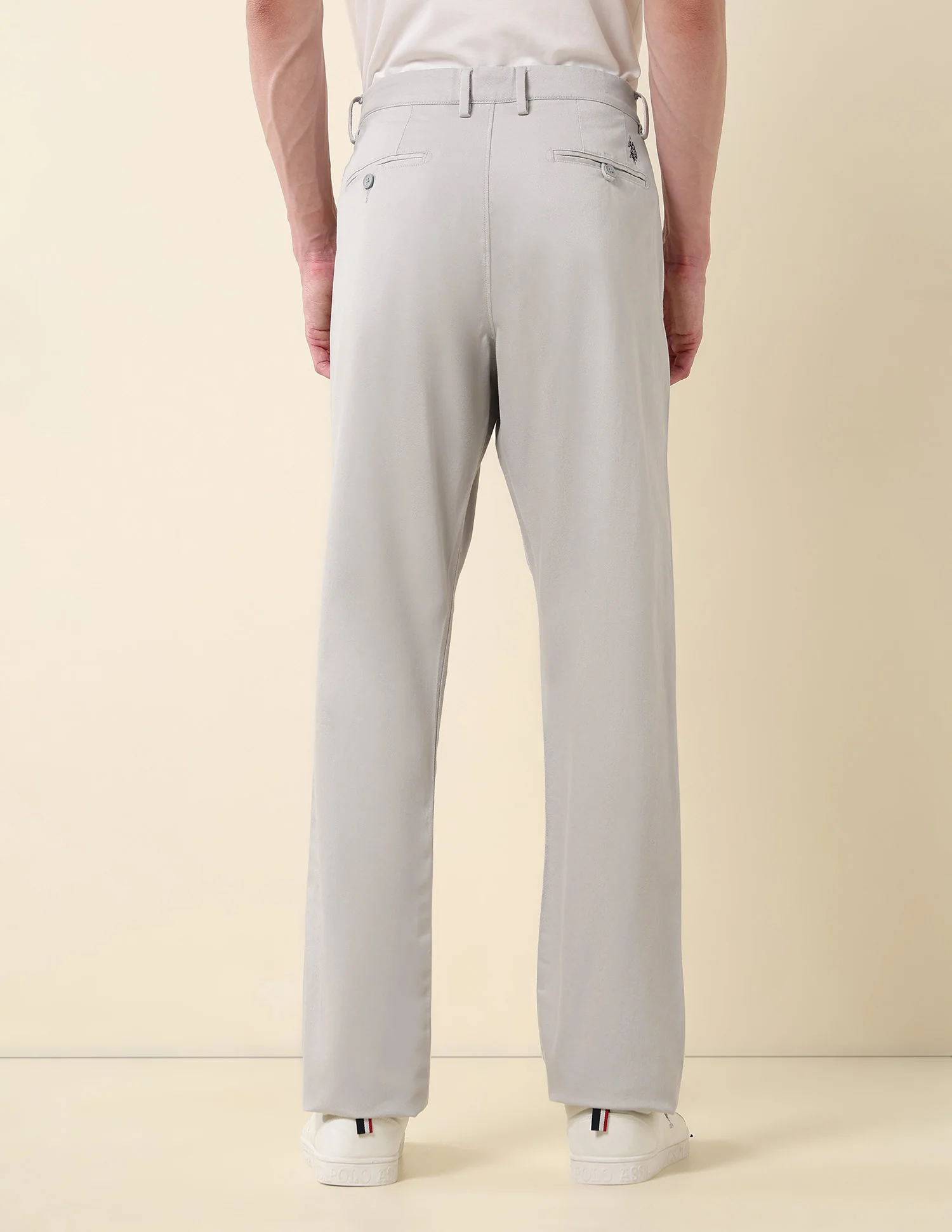 Solid Riley Straight Fit Twill Trousers - Image 5