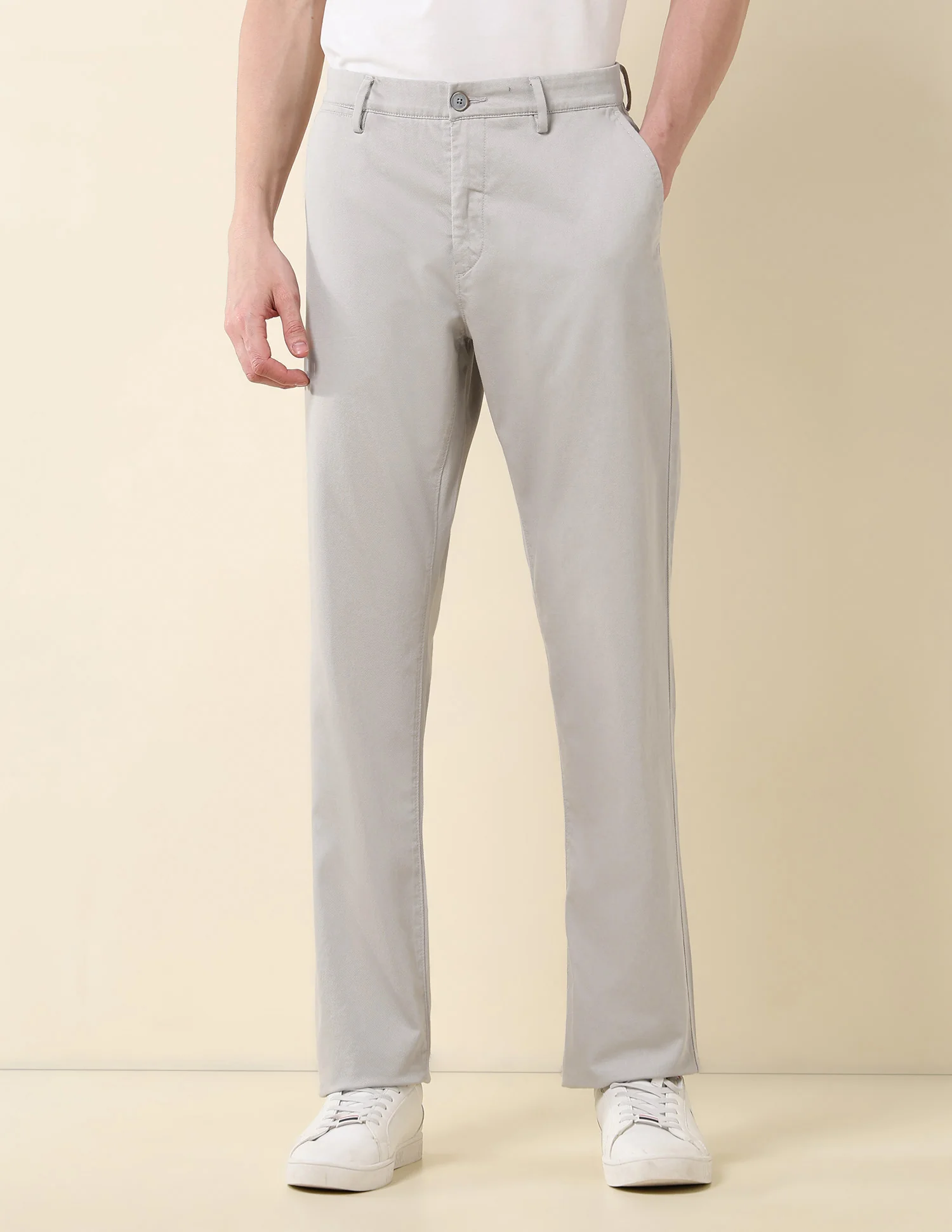 Solid Riley Straight Fit Twill Trousers - Image 6