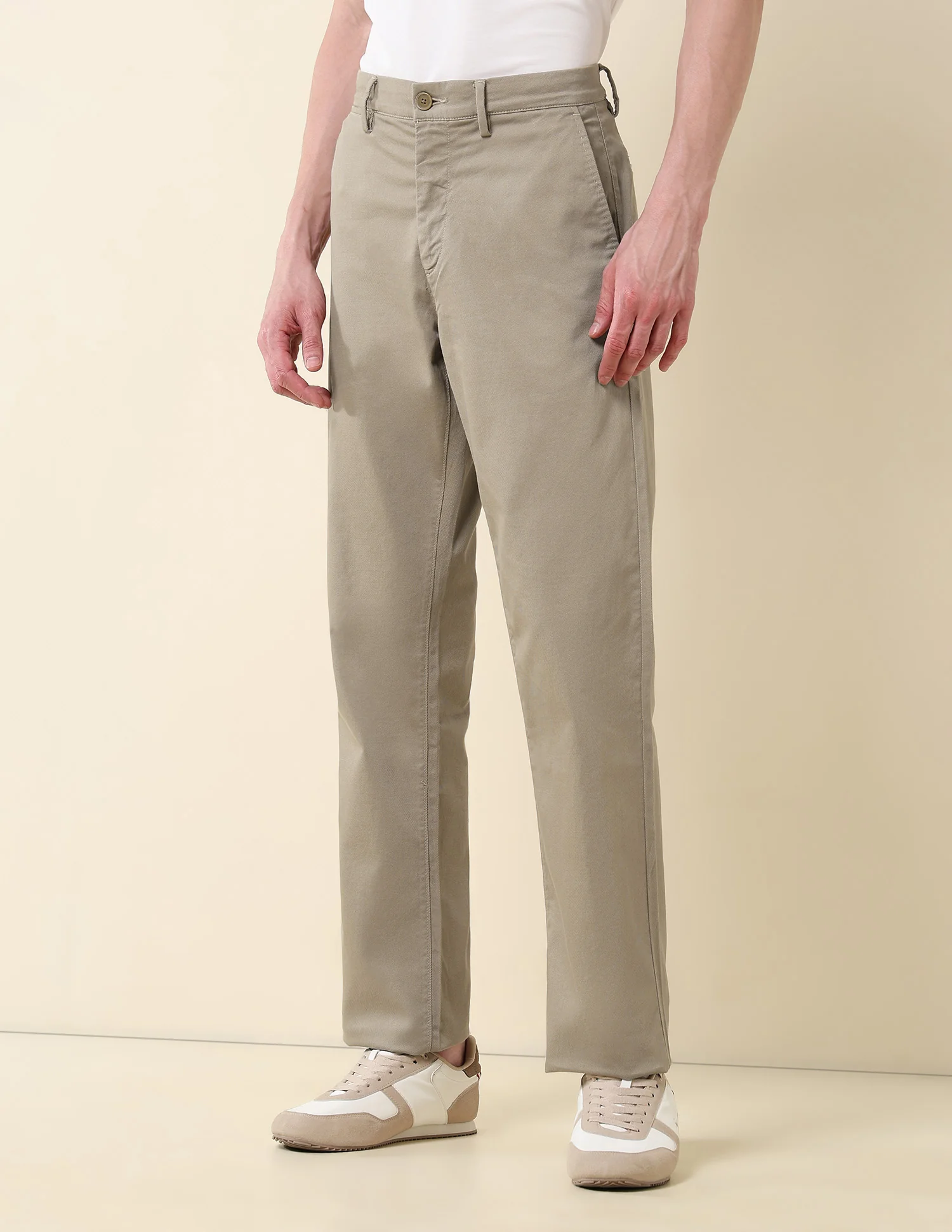 Solid Riley Straight Fit Twill Trousers - Image 4
