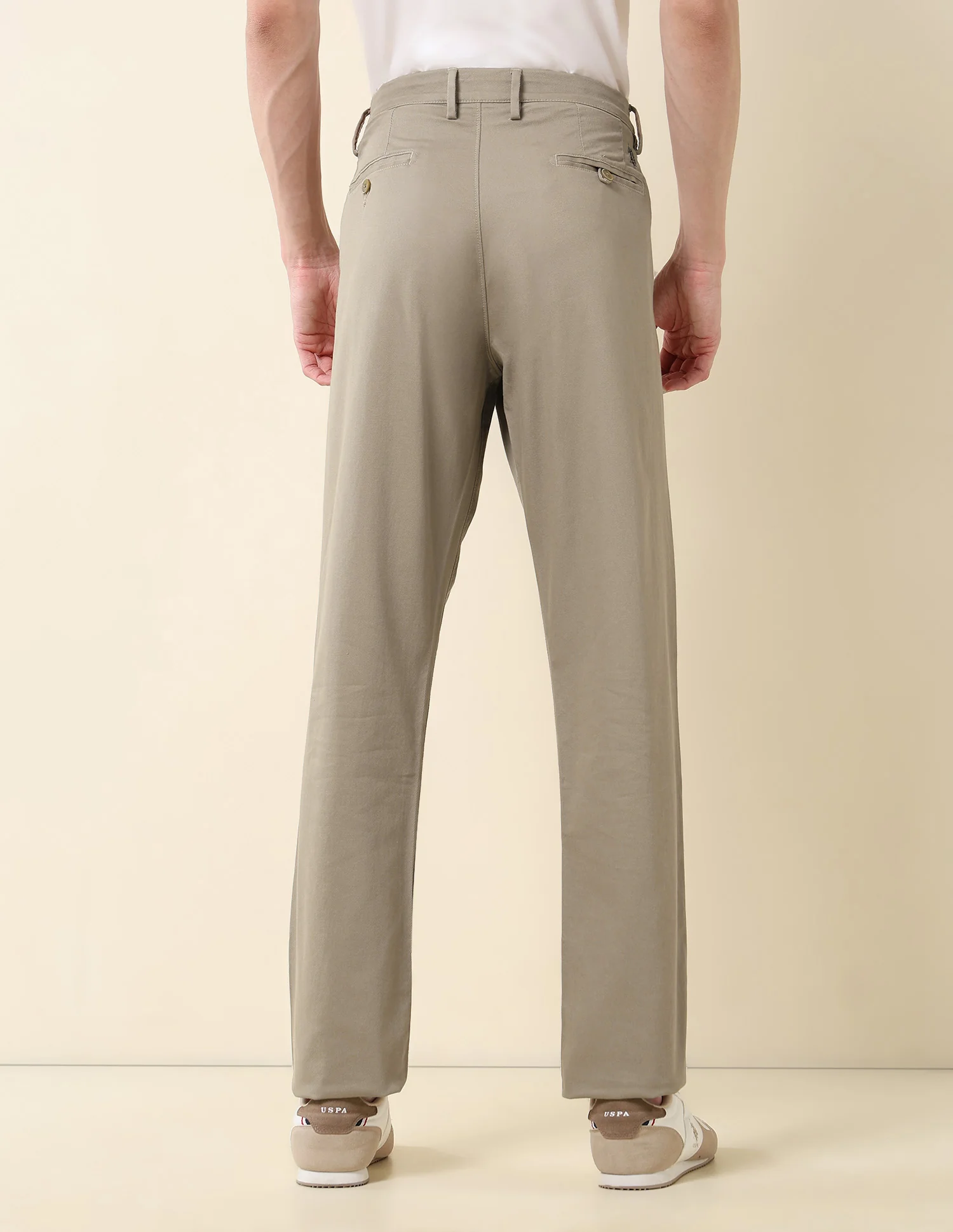 Solid Riley Straight Fit Twill Trousers - Image 5