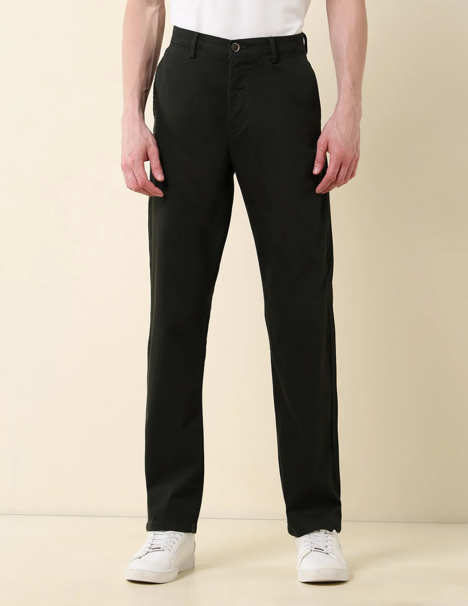 Solid Riley Straight Fit Twill Trousers - Image 6