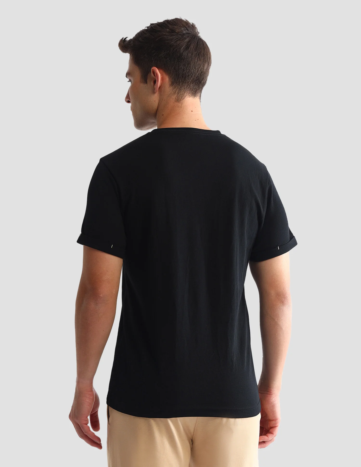 Solid Round Neck Loungewear T-Shirt - Image 5