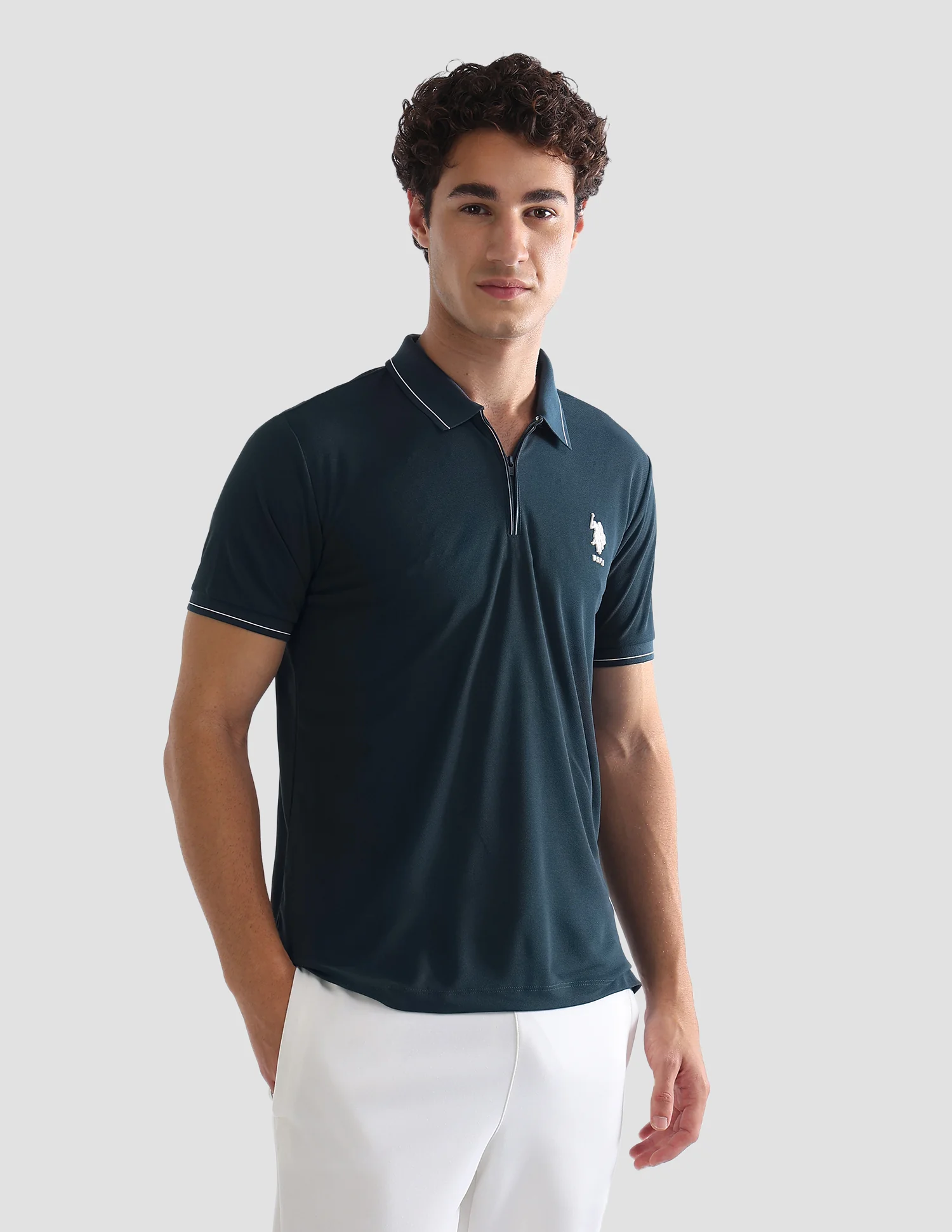 Solid Slim Fit Active Polo Shirt - Image 4