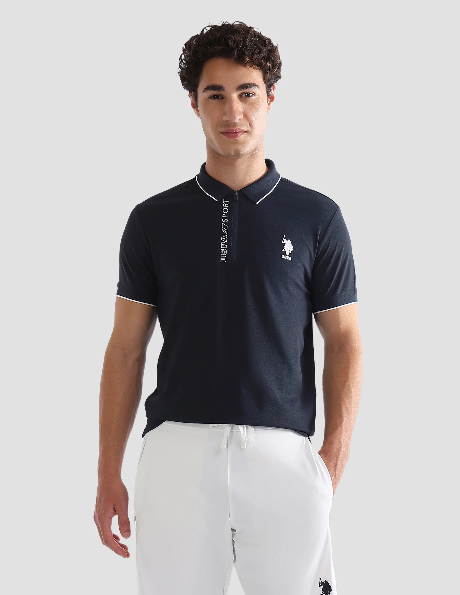 Solid Slim Fit Active Polo Shirt