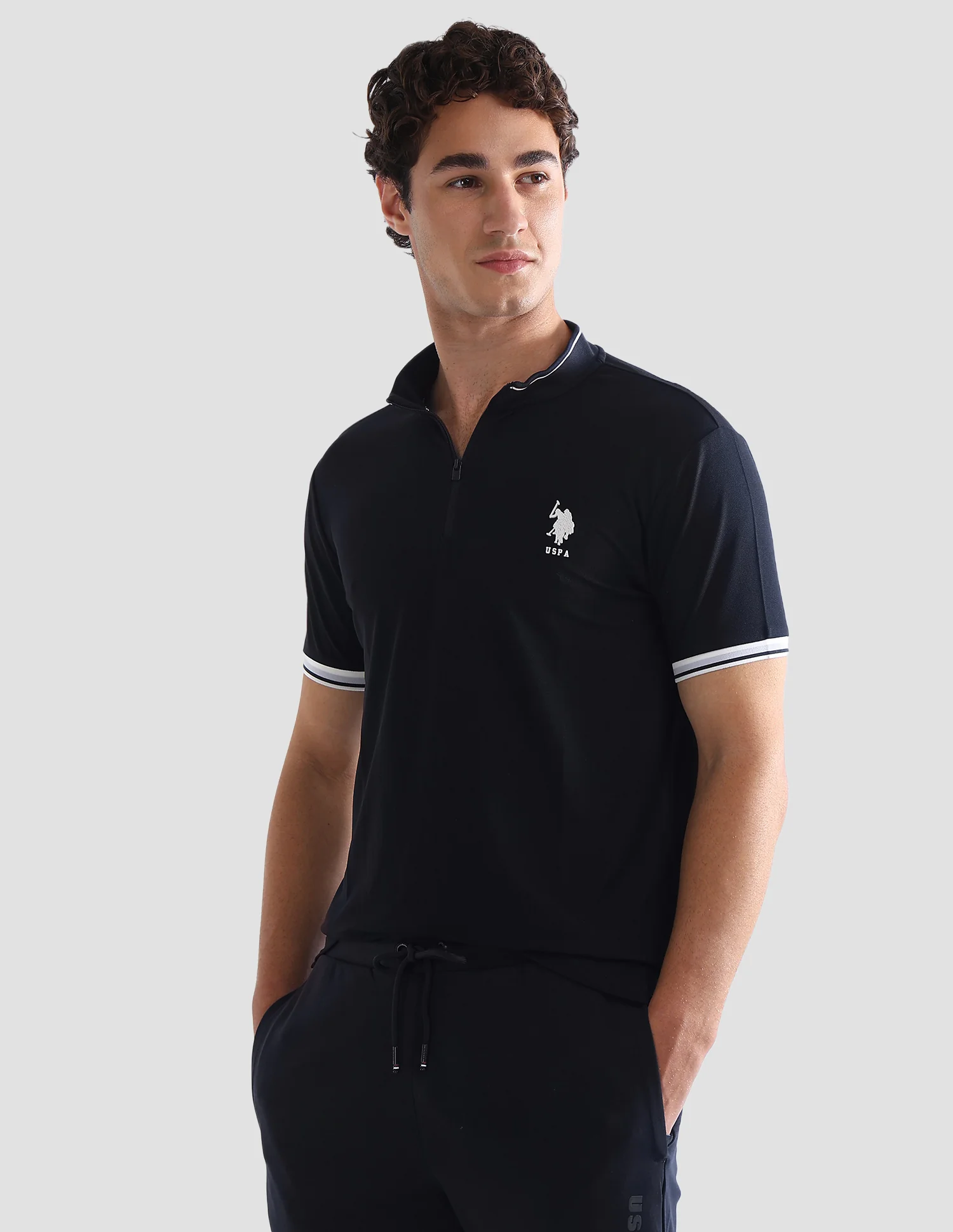 Solid Slim Fit Active Polo Shirt