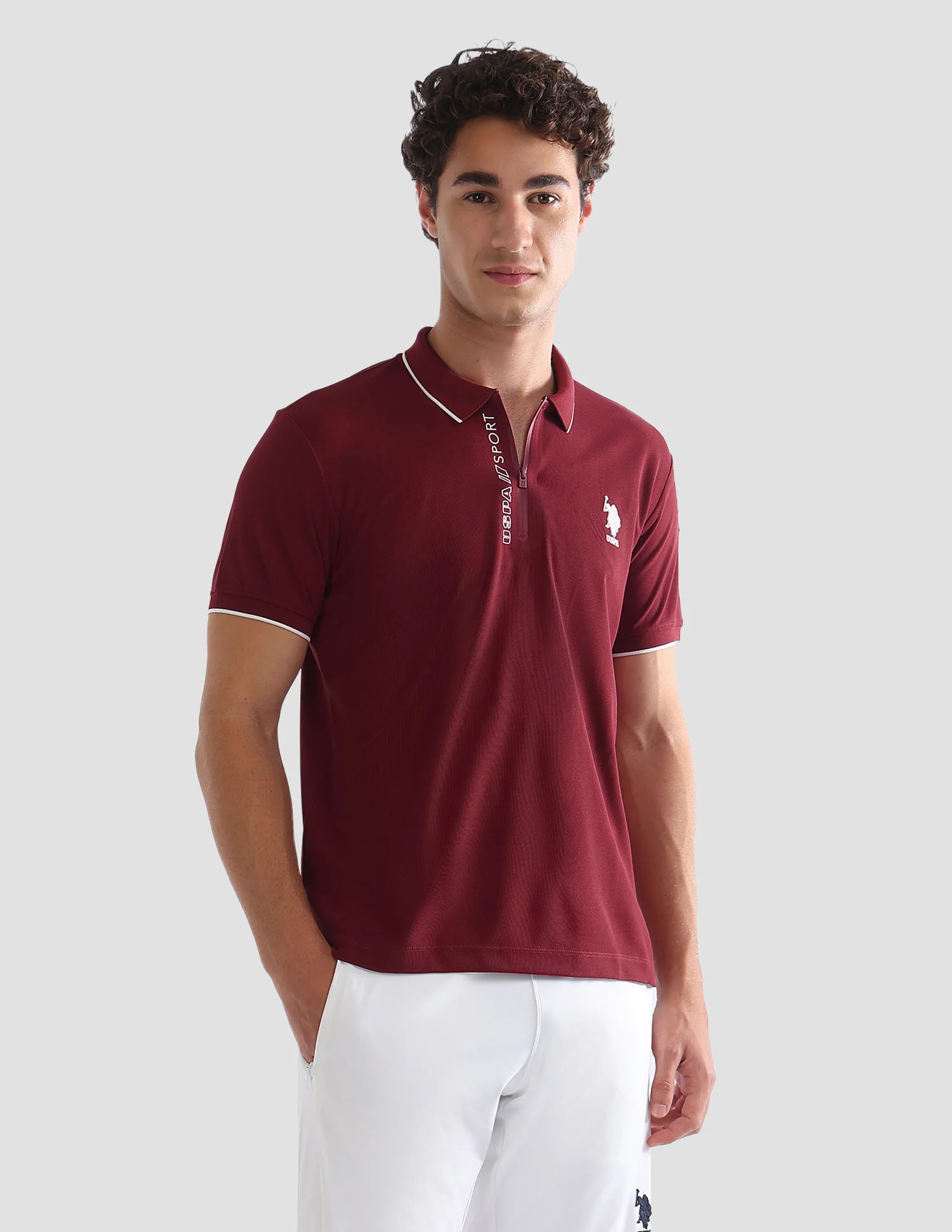 Solid Slim Fit Active Polo Shirt - Image 4